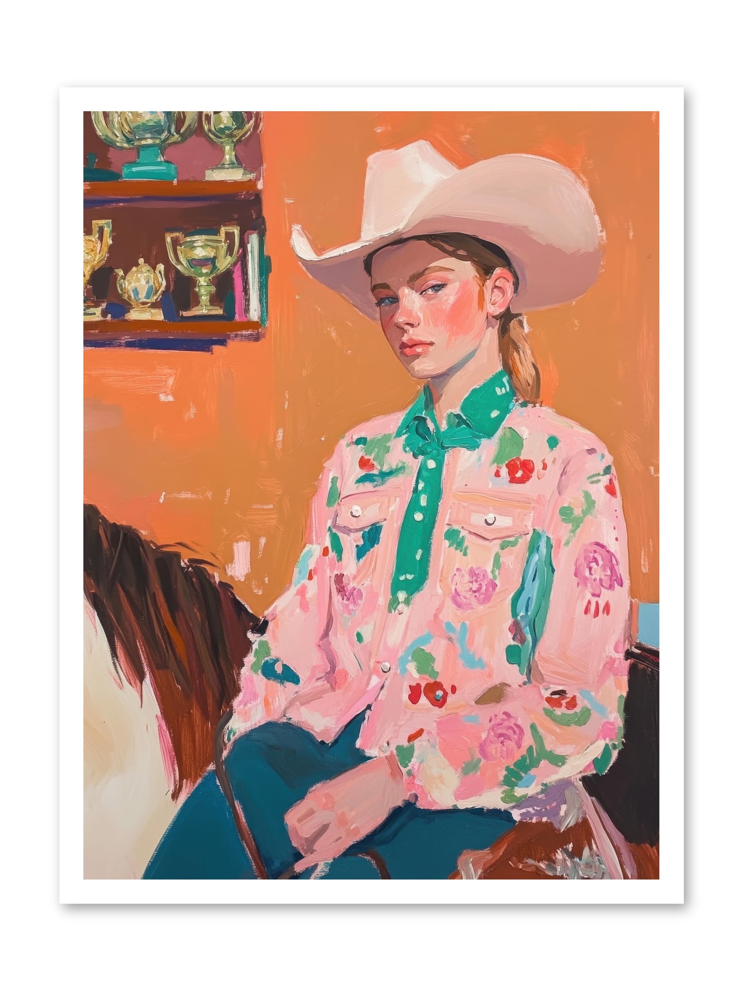 Bronc Riding Belle -- Paper Print 24x32