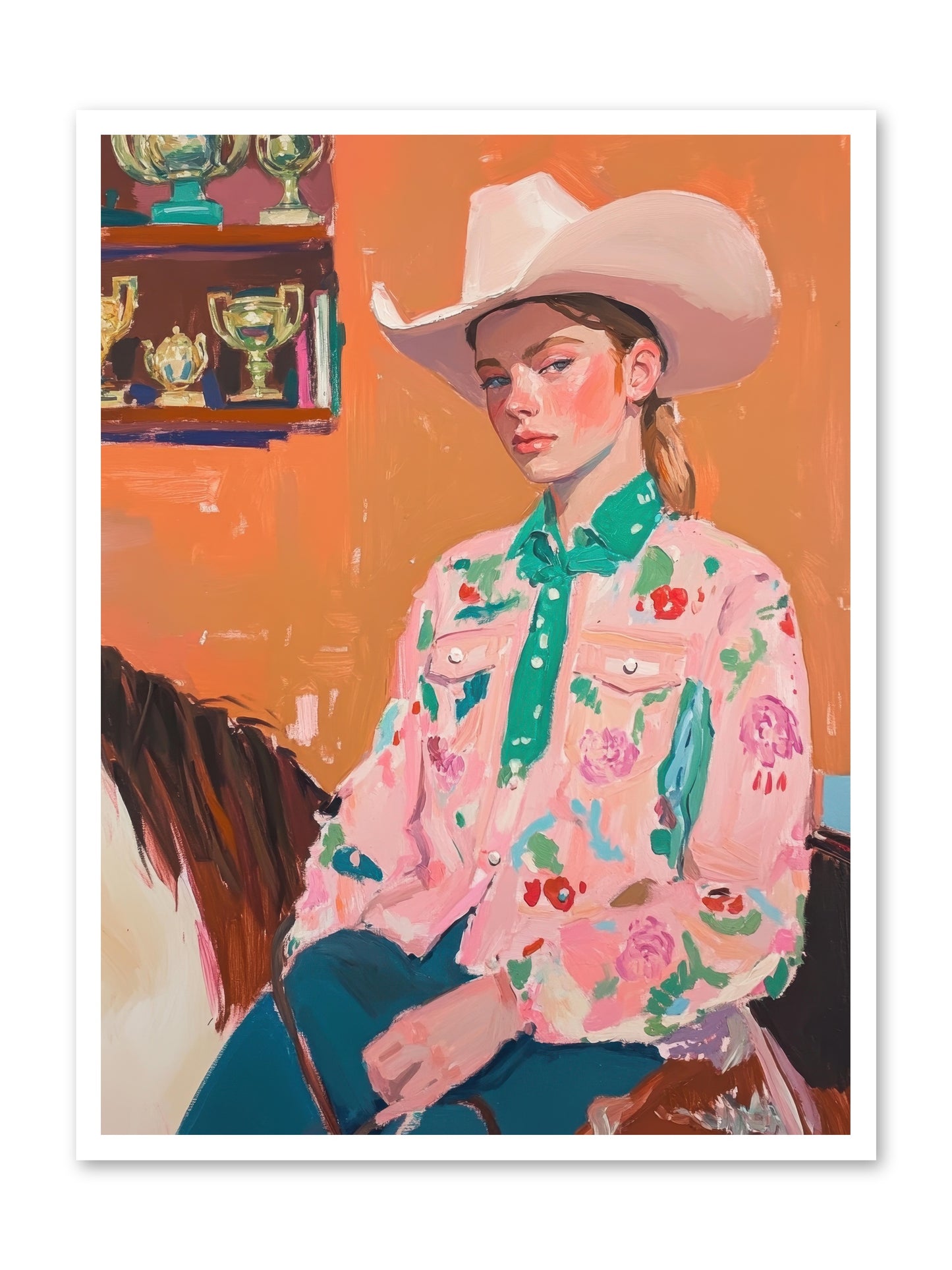 Bronc Riding Belle -- Paper Print 30x40