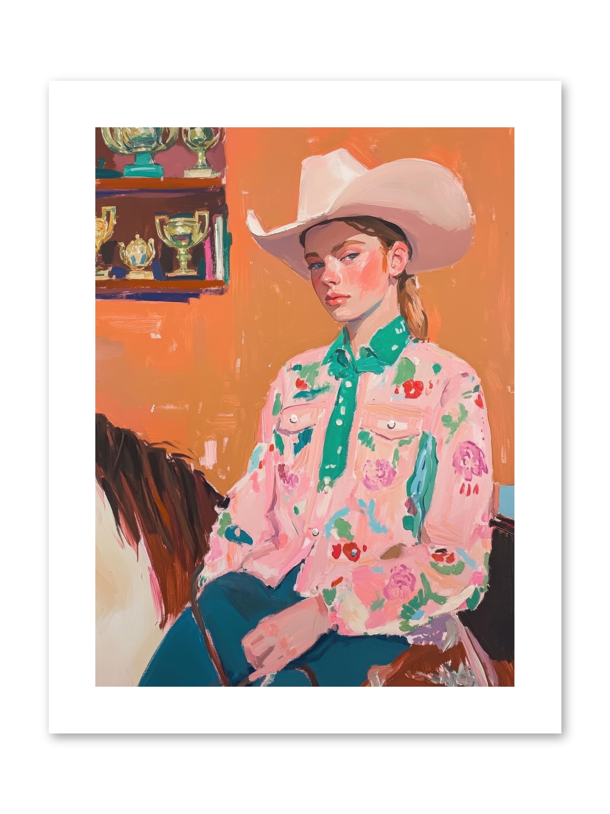 Bronc Riding Belle -- Paper Print 9x12