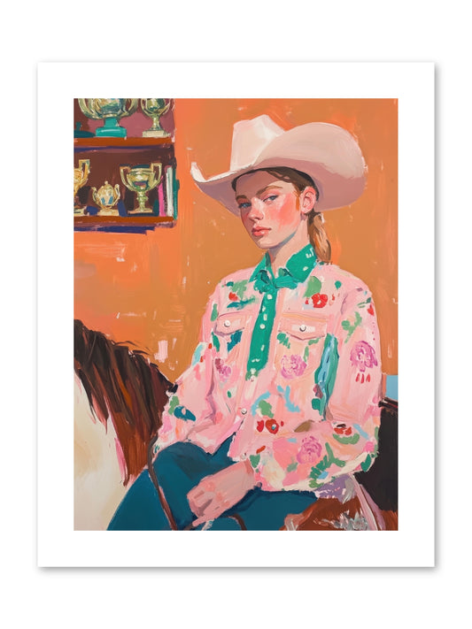 Bronc Riding Belle -- Paper Print 9x12