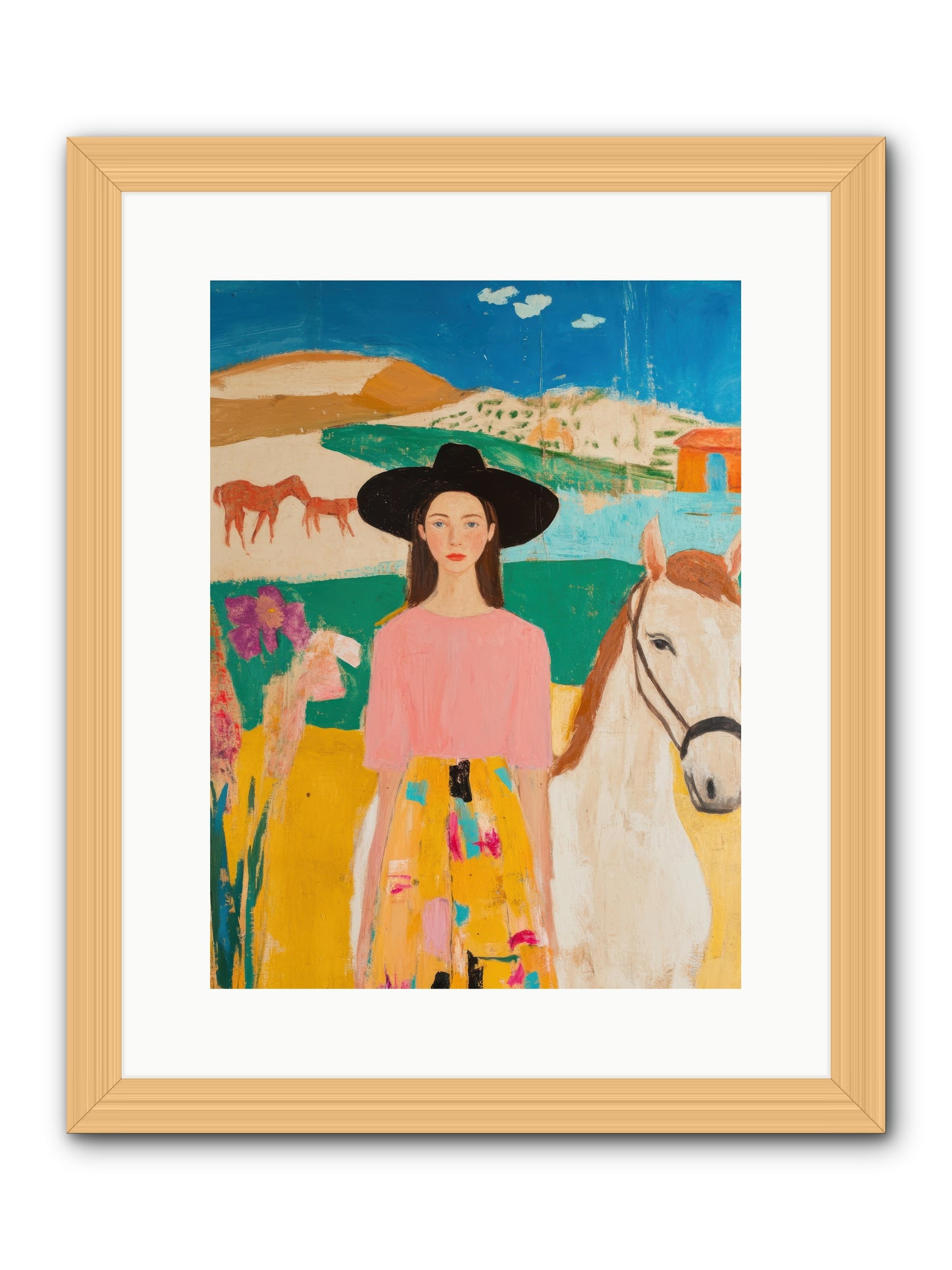Bronco Belle -- Framed Print - Natural 12x16