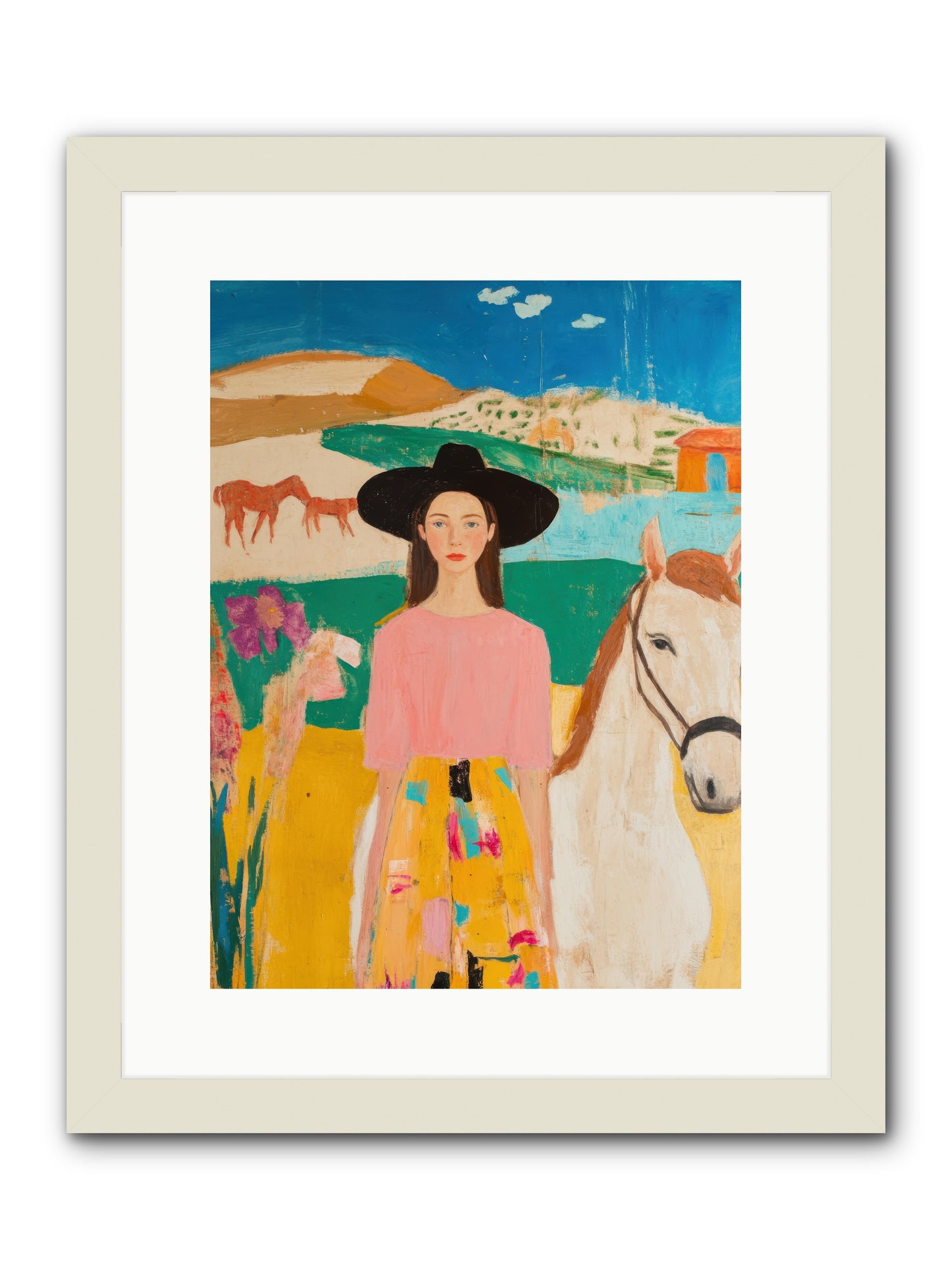Bronco Belle -- Framed Print - White 12x16