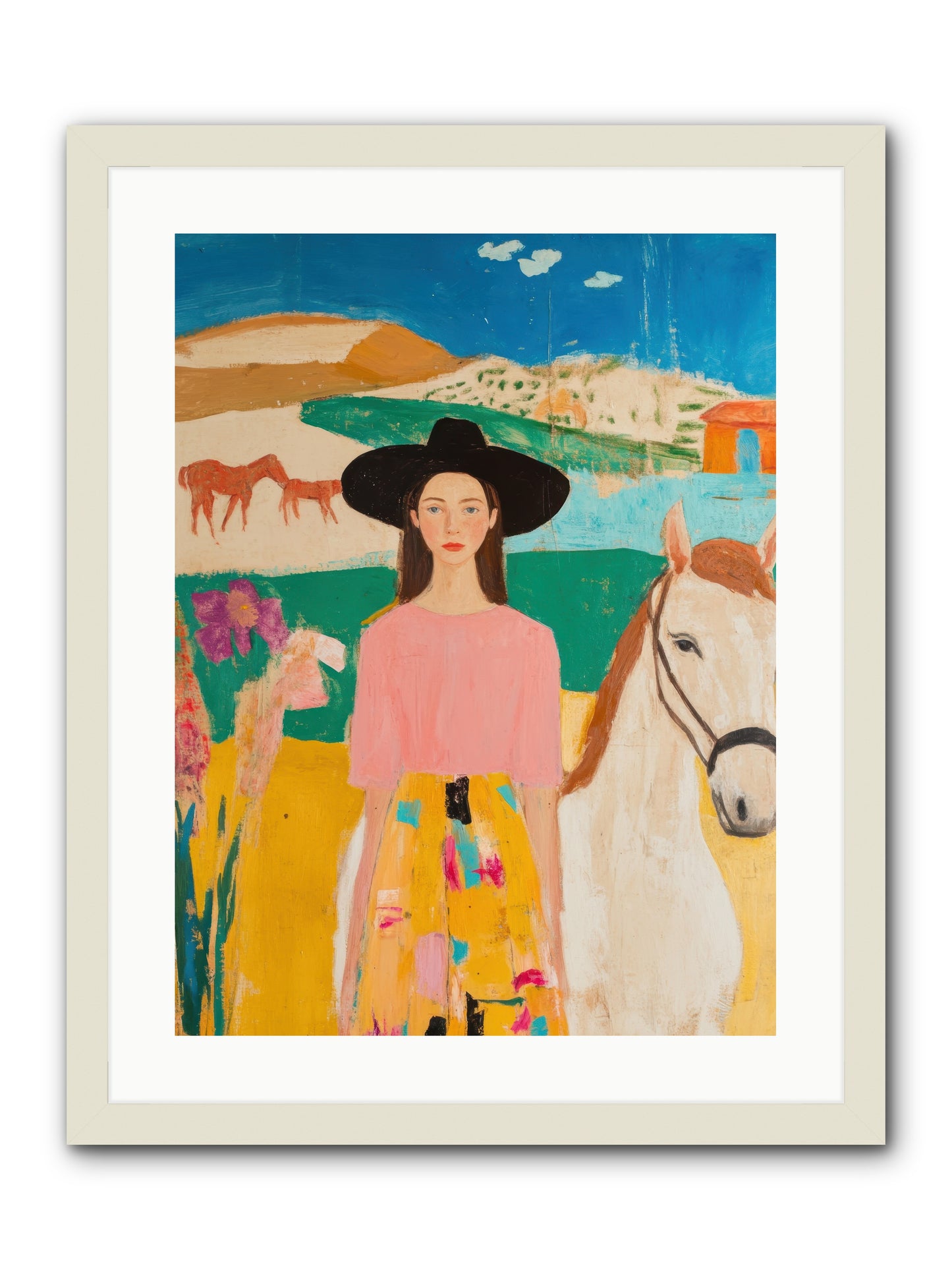 Bronco Belle -- Framed Print - White 18x24