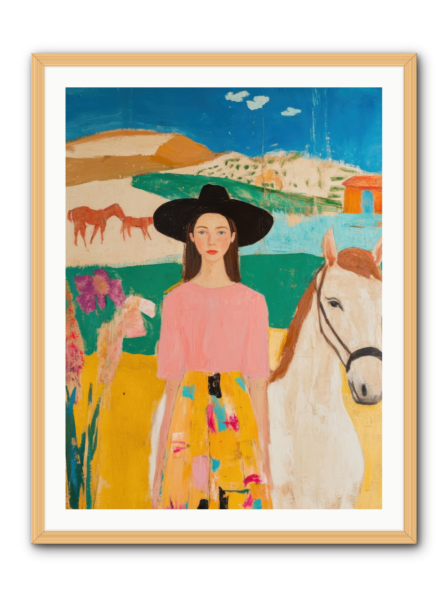 Bronco Belle -- Framed Print - Natural 30x40