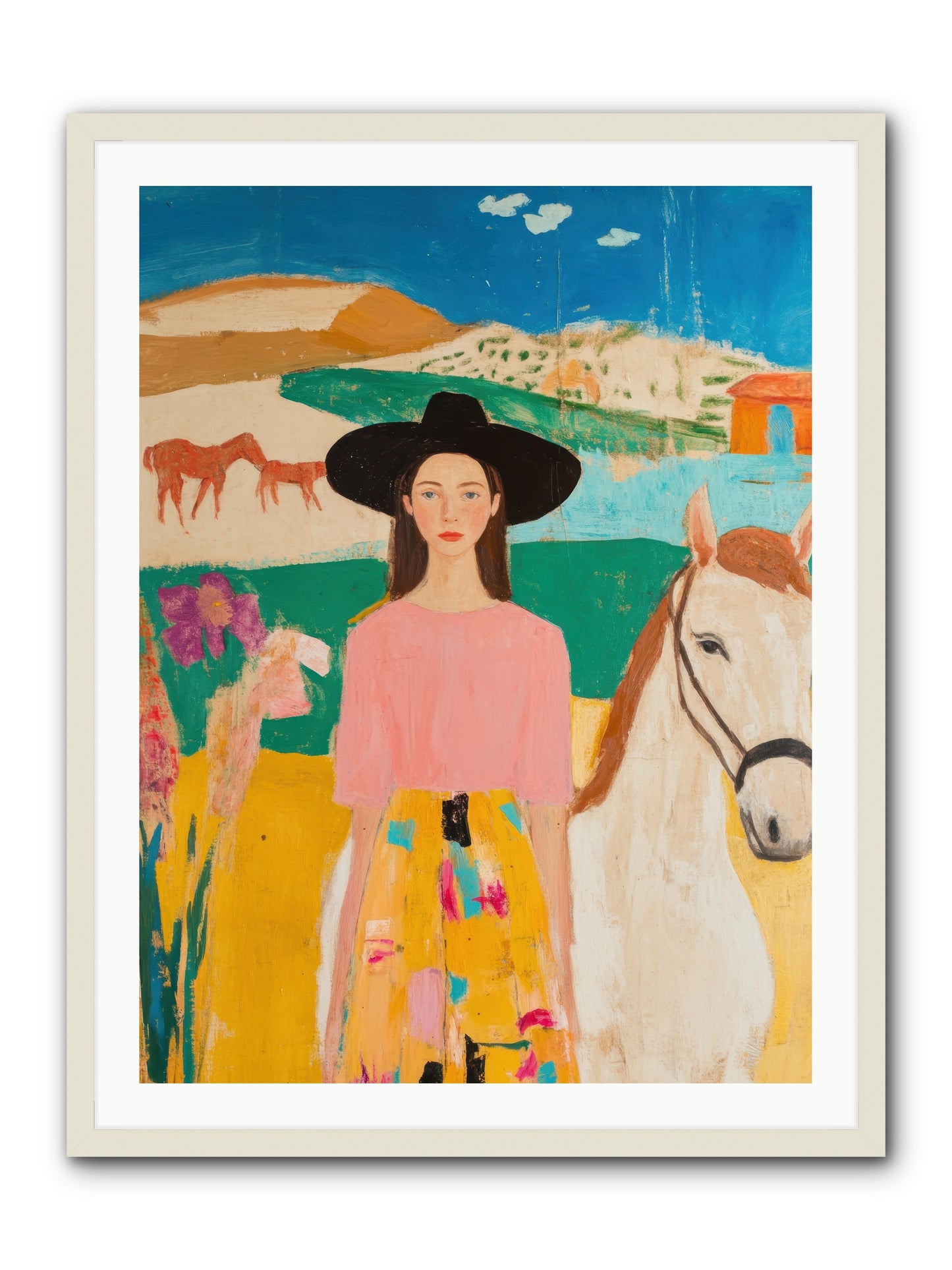 Bronco Belle -- Framed Print - White 30x40