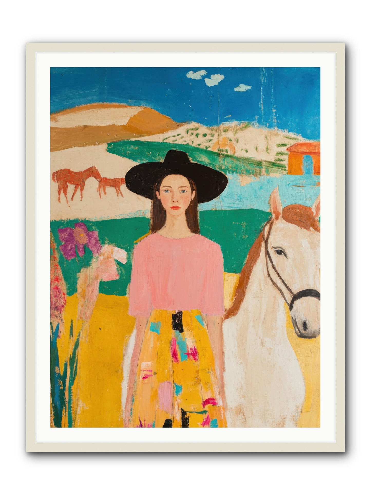 Bronco Belle -- Framed Print - White 36x48