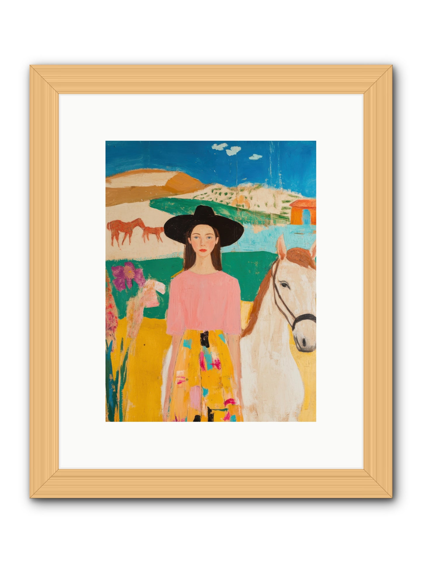 Bronco Belle -- Framed Print - Natural 9x12
