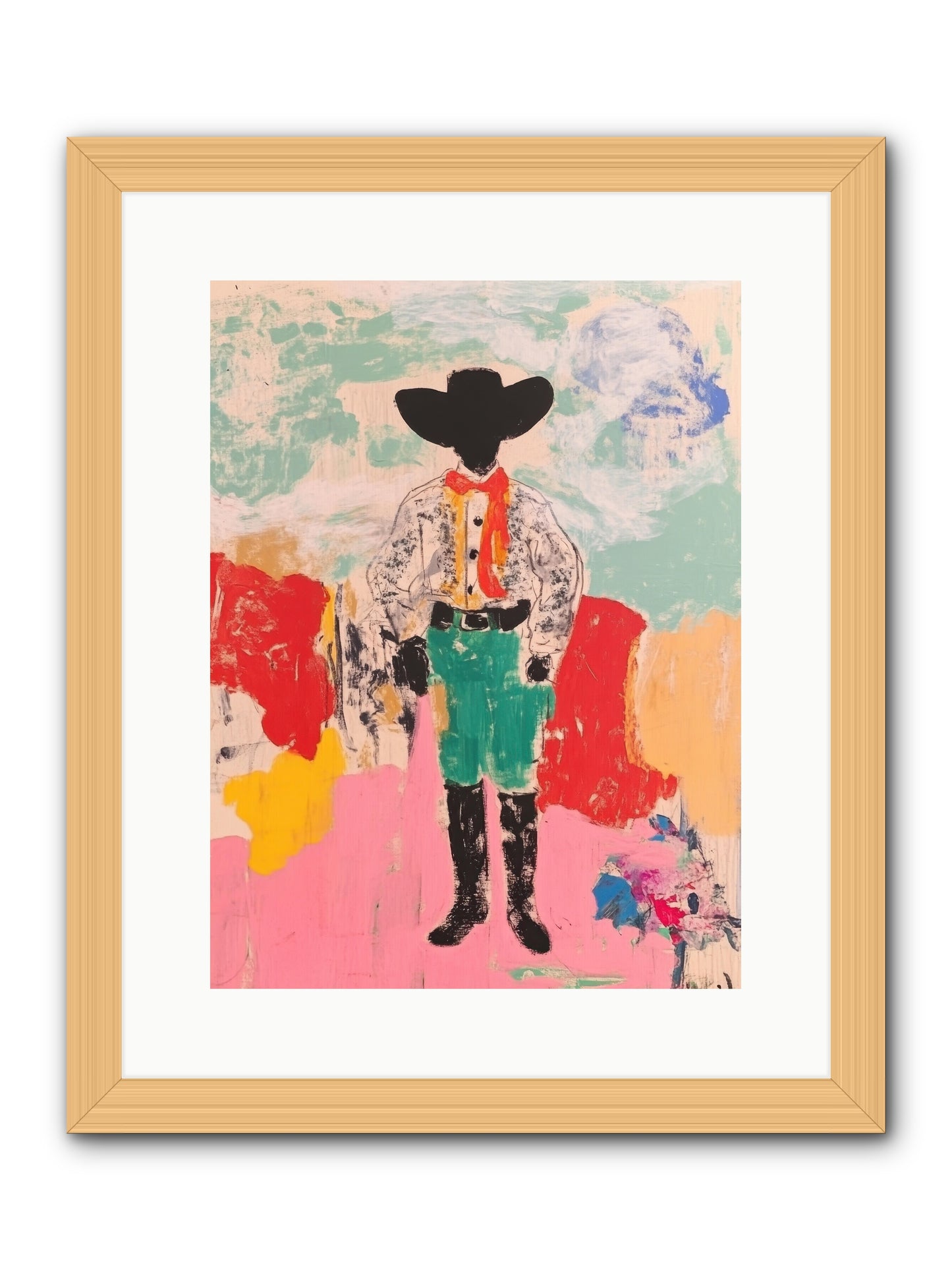 Bronco Buster -- Framed Print - Natural 12x16