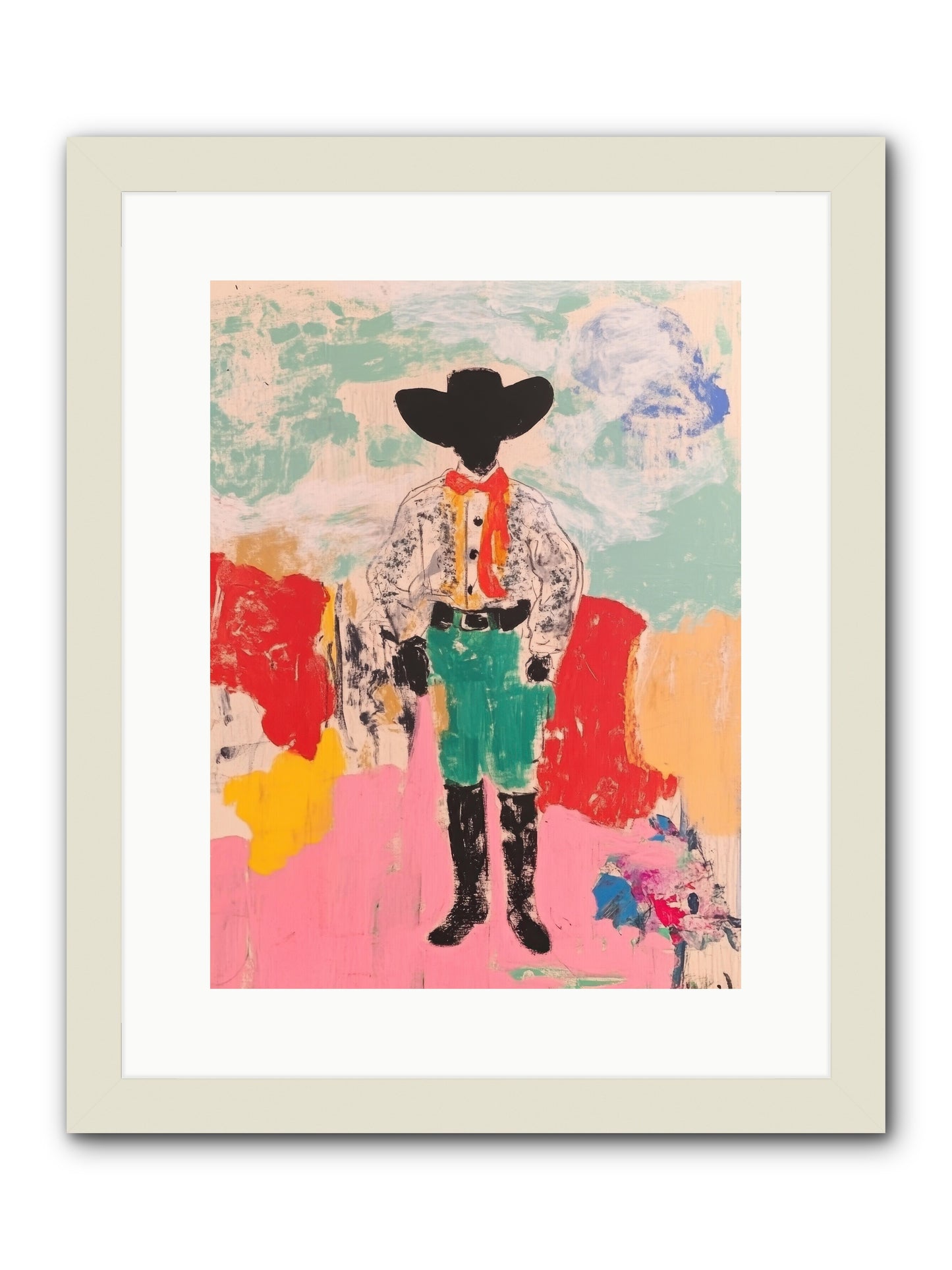 Bronco Buster -- Framed Print - White 12x16