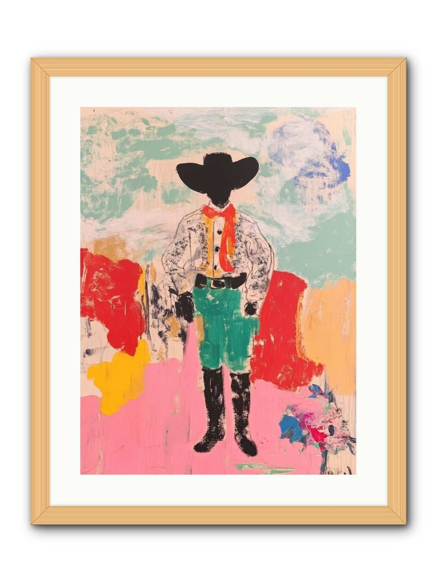 Bronco Buster -- Framed Print - Natural 18x24