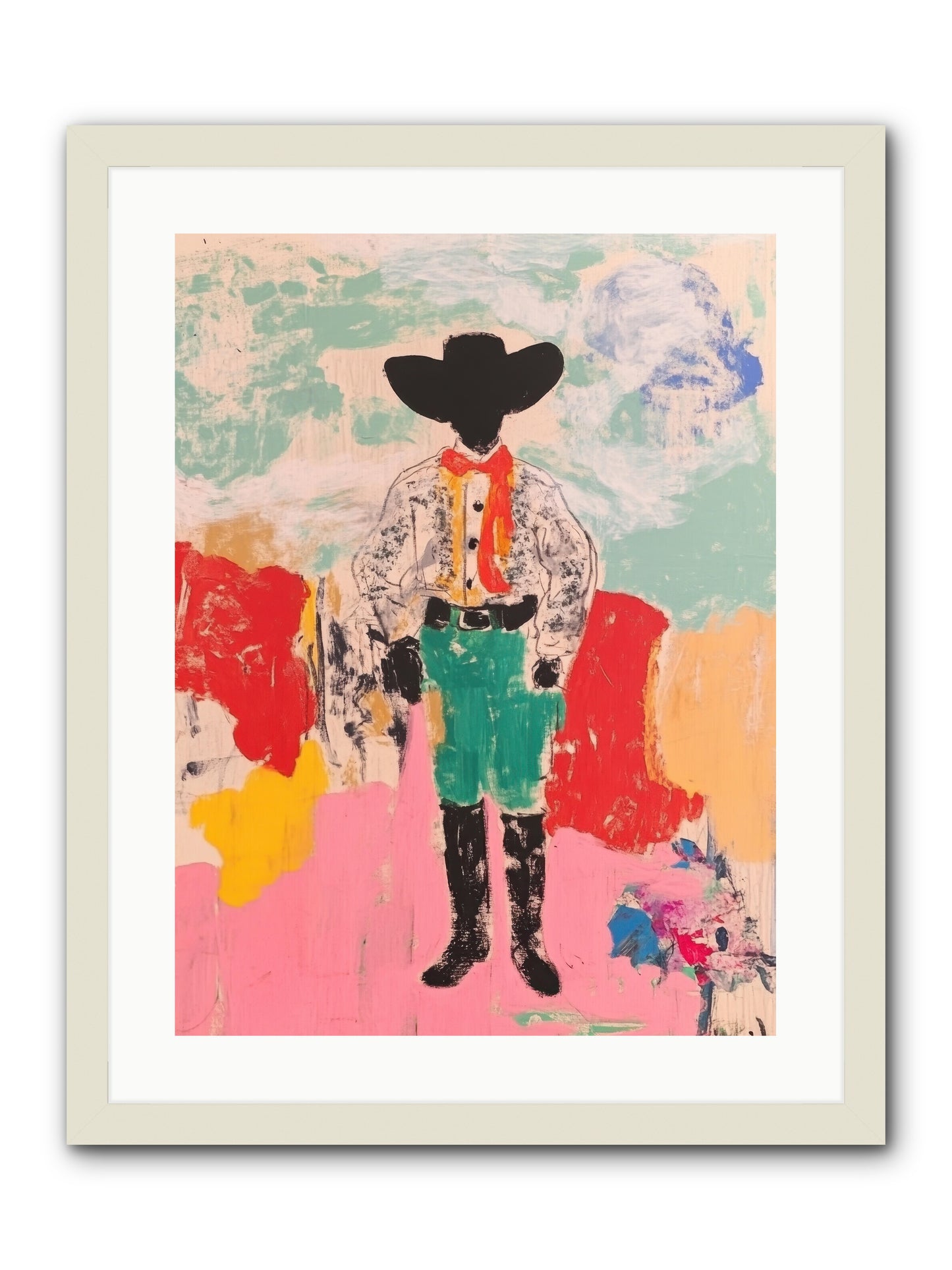 Bronco Buster -- Framed Print - White 18x24