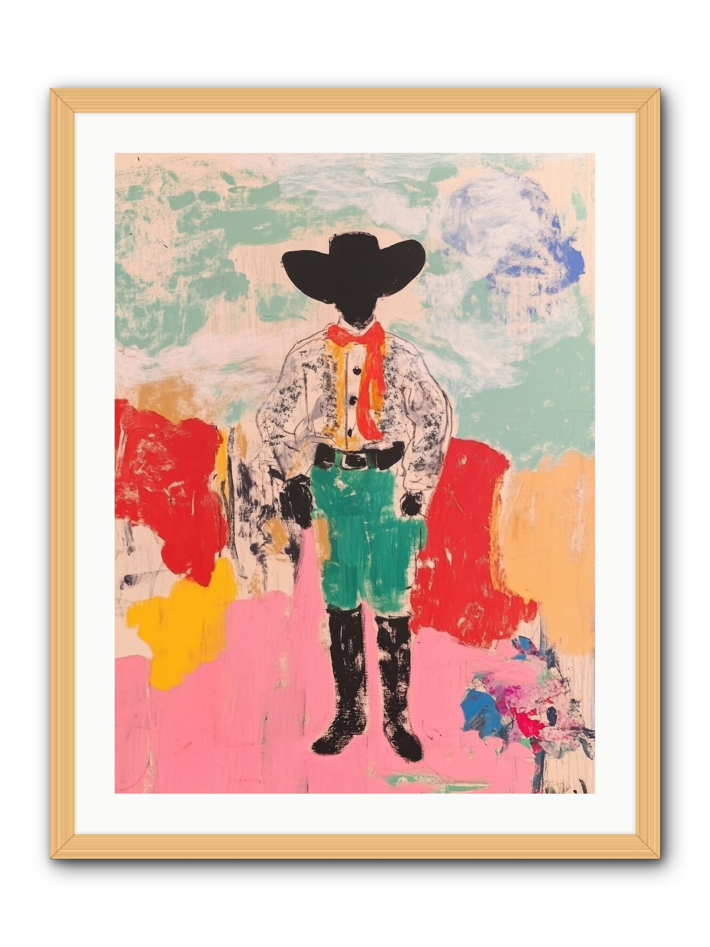 Bronco Buster -- Framed Print - Natural 24x32