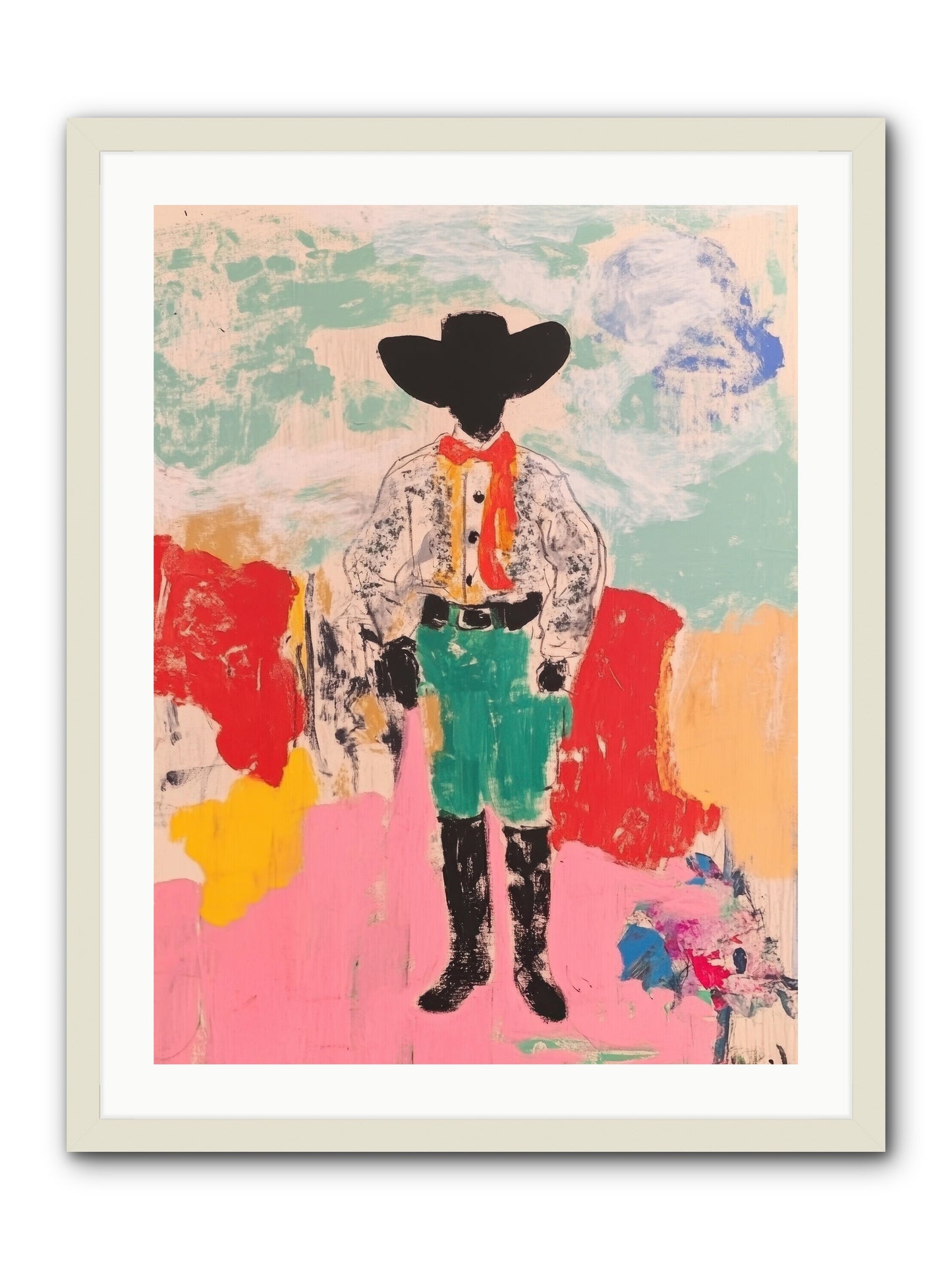 Bronco Buster -- Framed Print - White 24x32