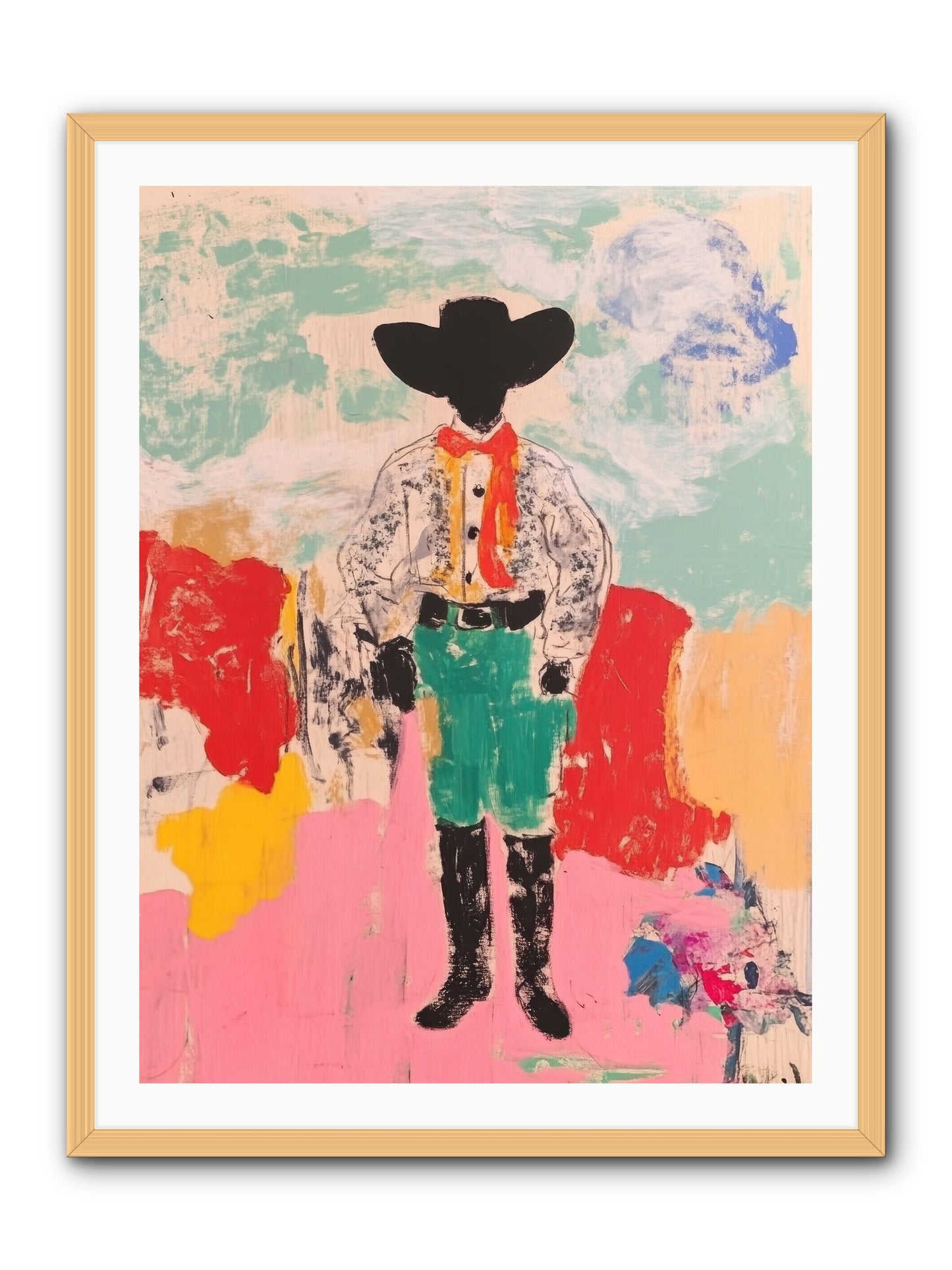 Bronco Buster -- Framed Print - Natural 30x40