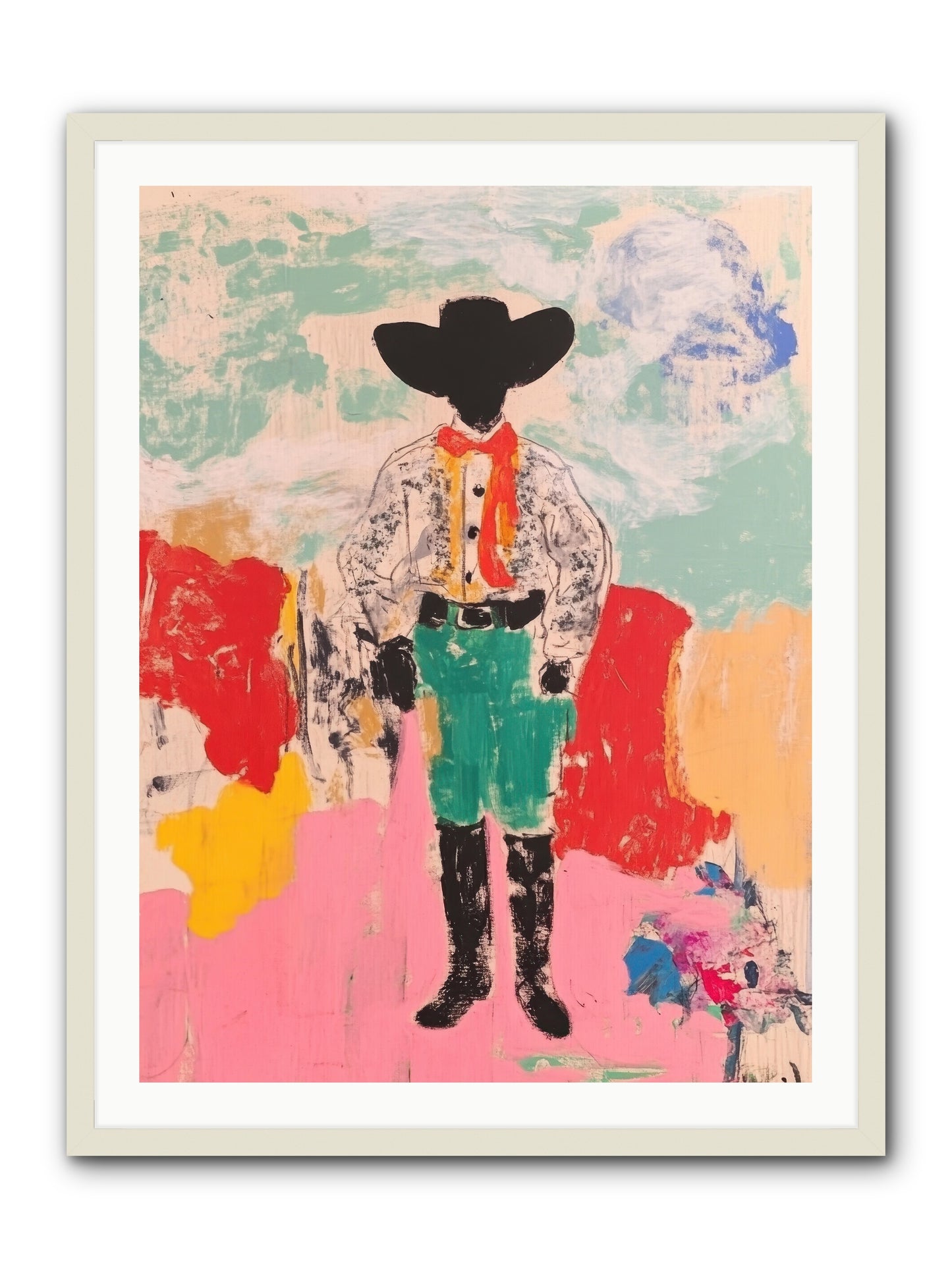 Bronco Buster -- Framed Print - White 30x40
