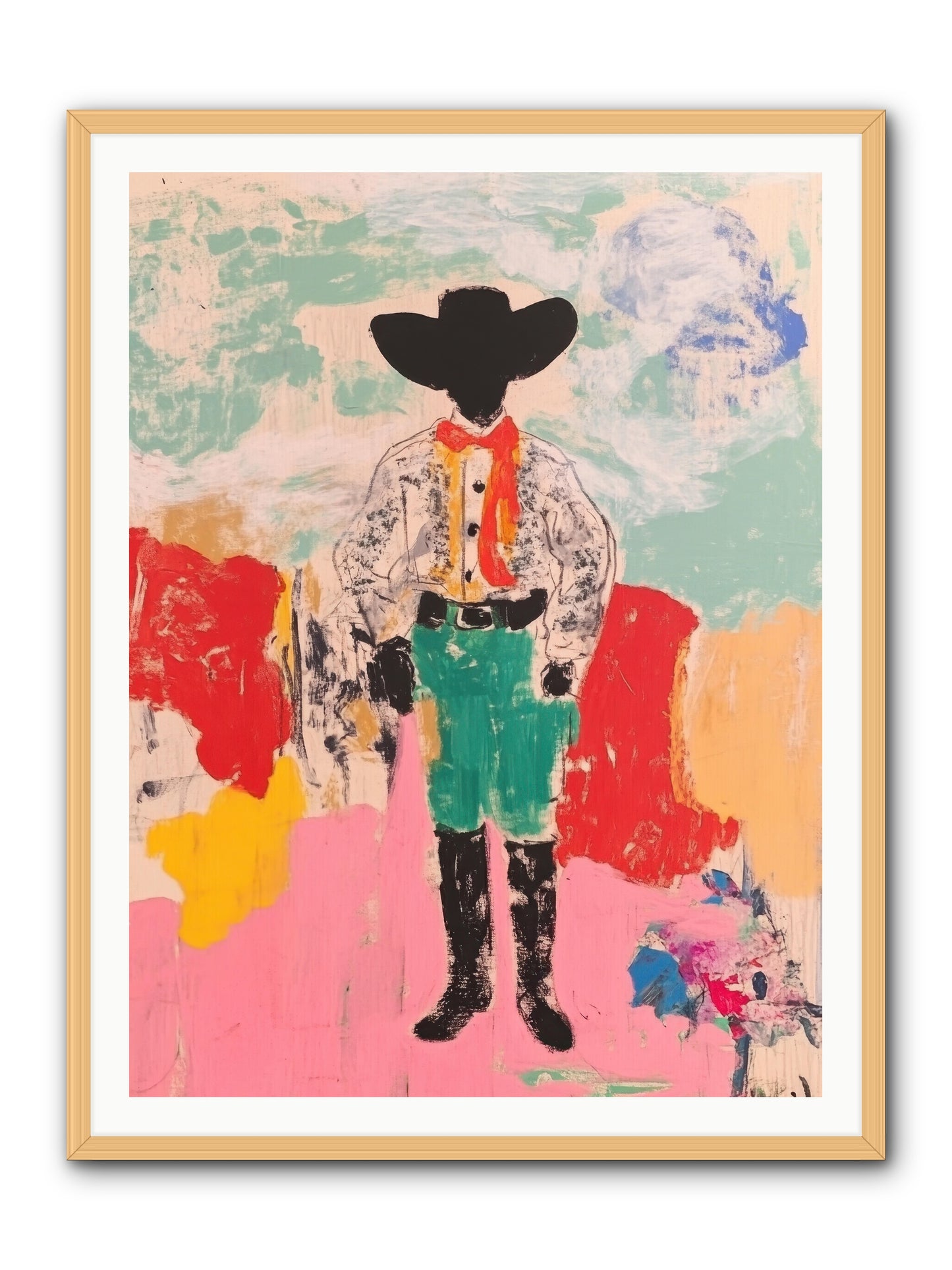 Bronco Buster -- Framed Print - Natural 36x48