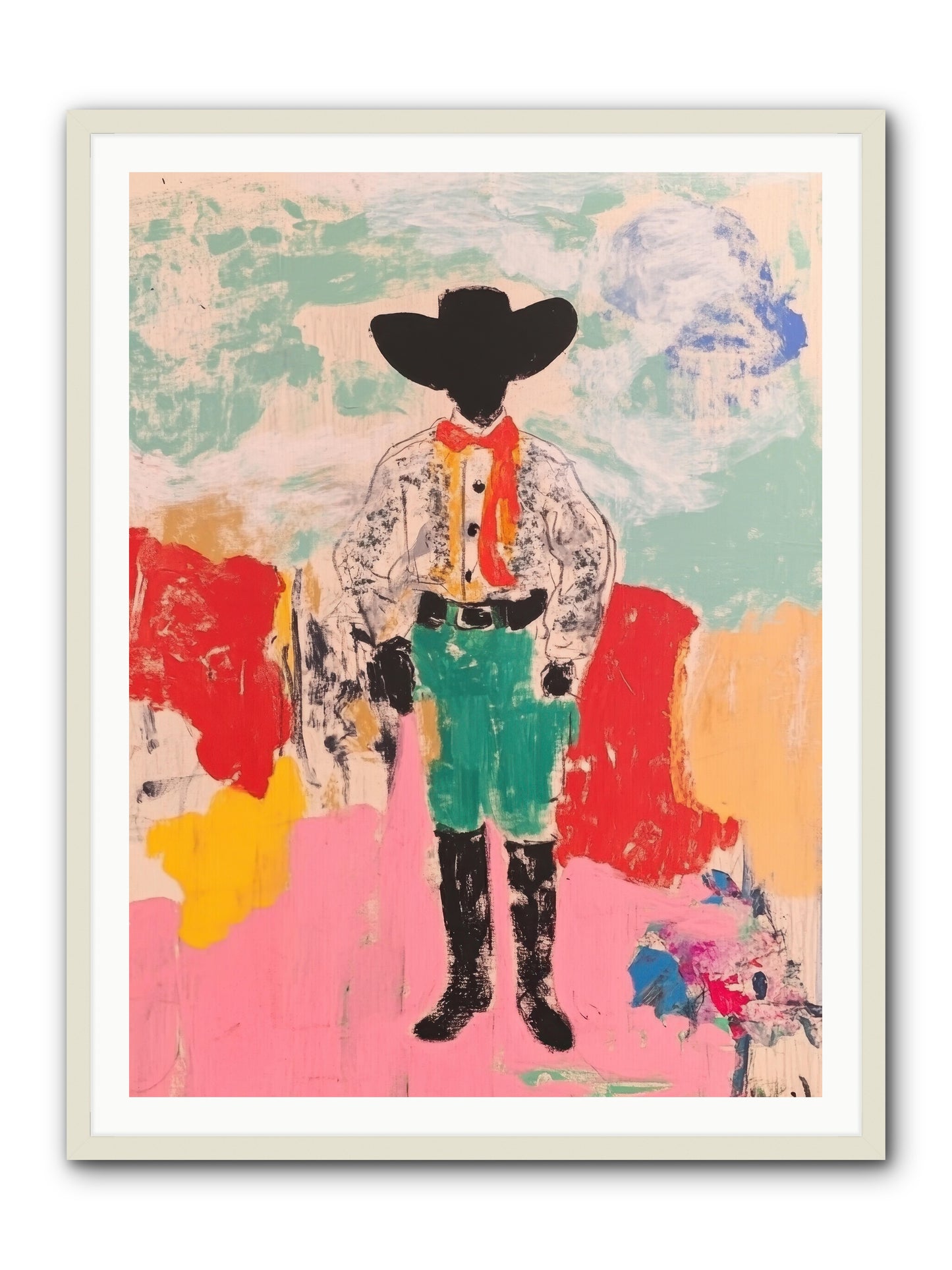 Bronco Buster -- Framed Print - White 36x48