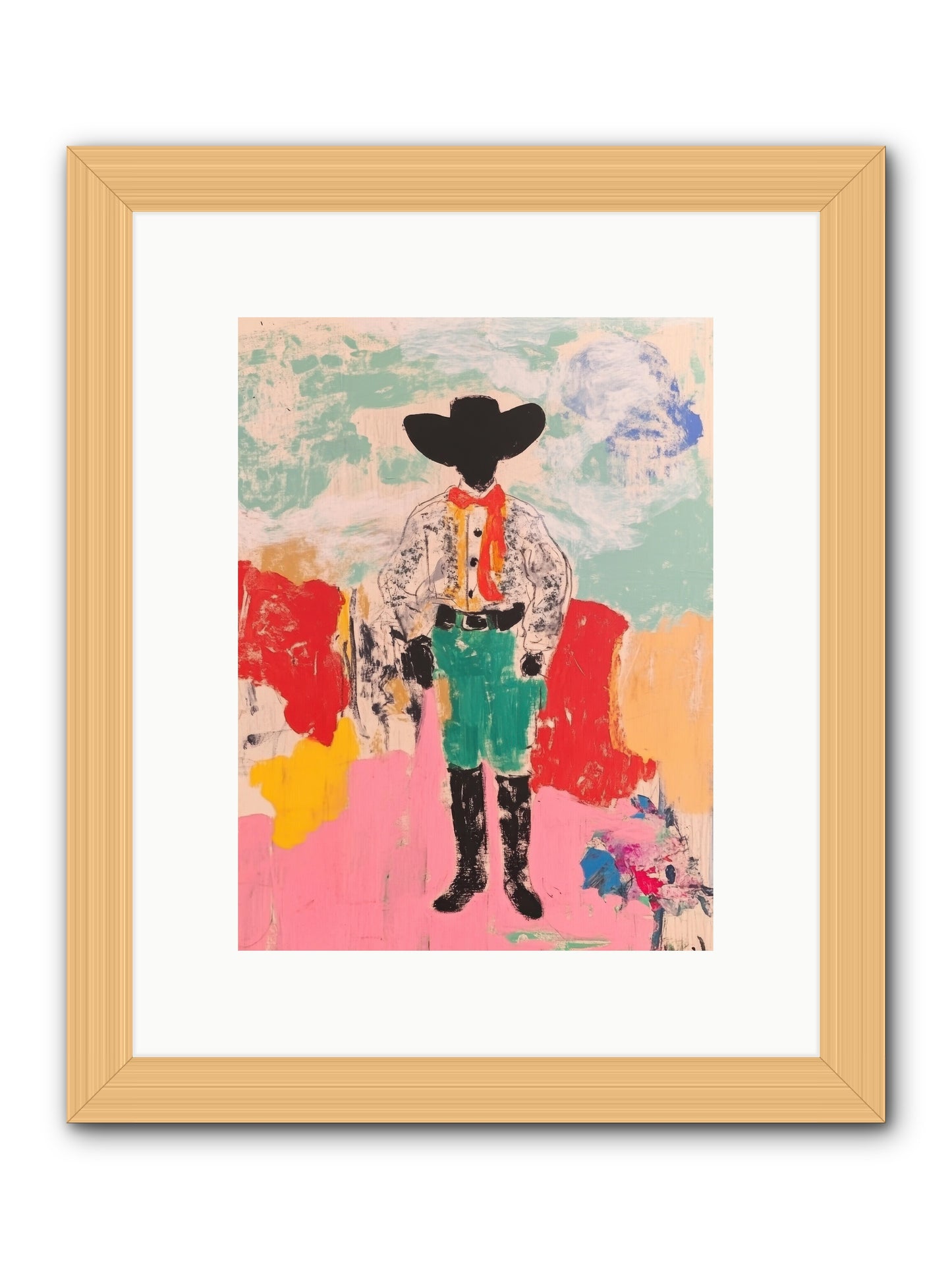 Bronco Buster -- Framed Print - Natural 9x12