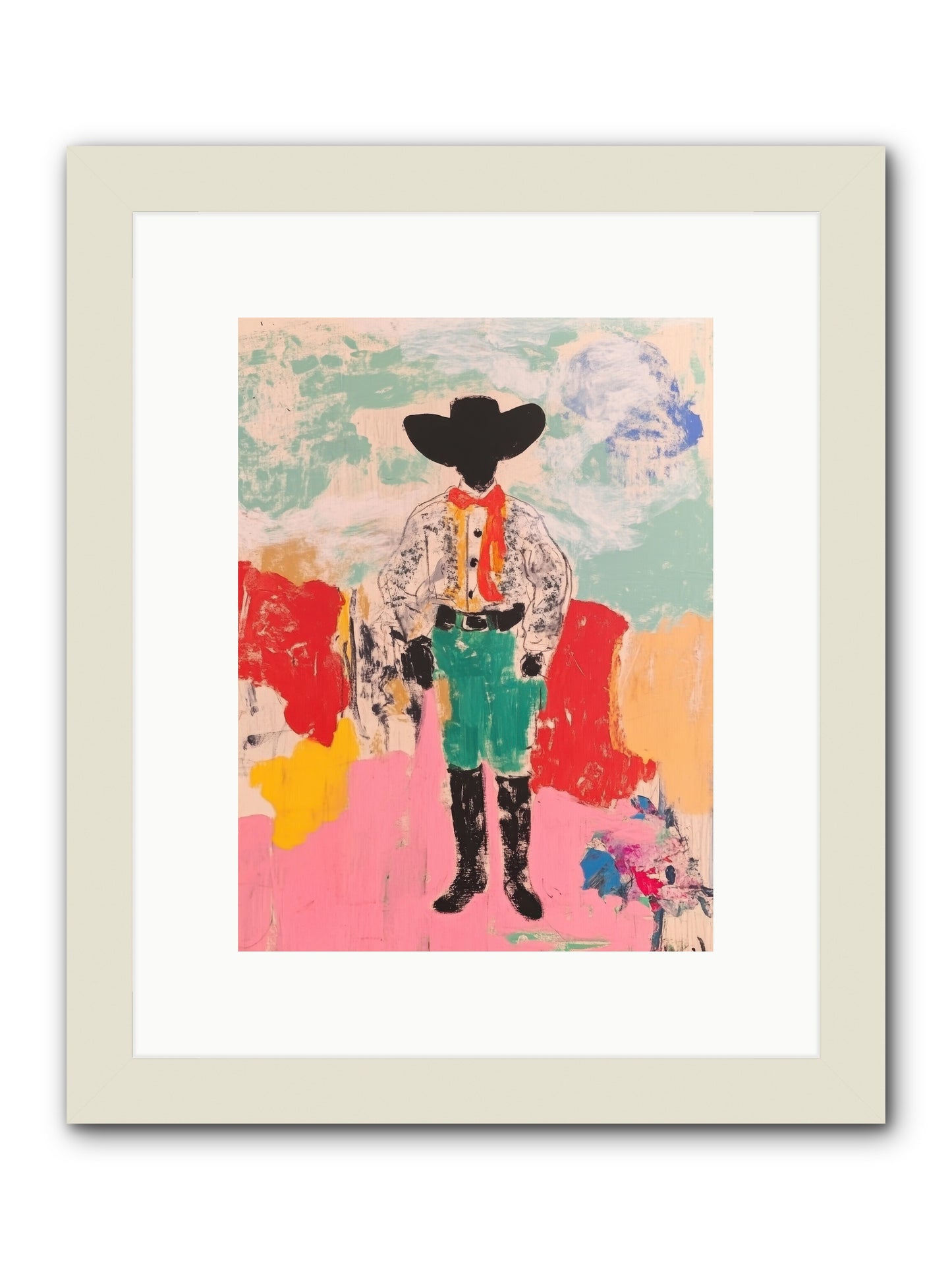Bronco Buster -- Framed Print - White 9x12