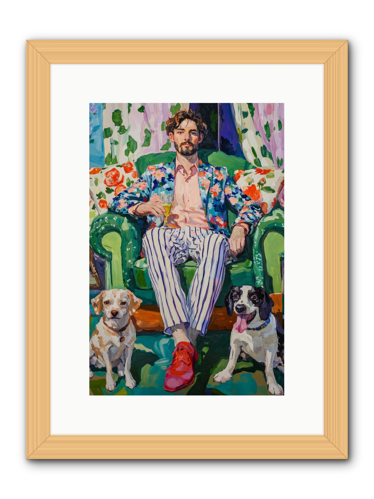 Bubbles With The Boys -- Framed Print - Natural 10x15