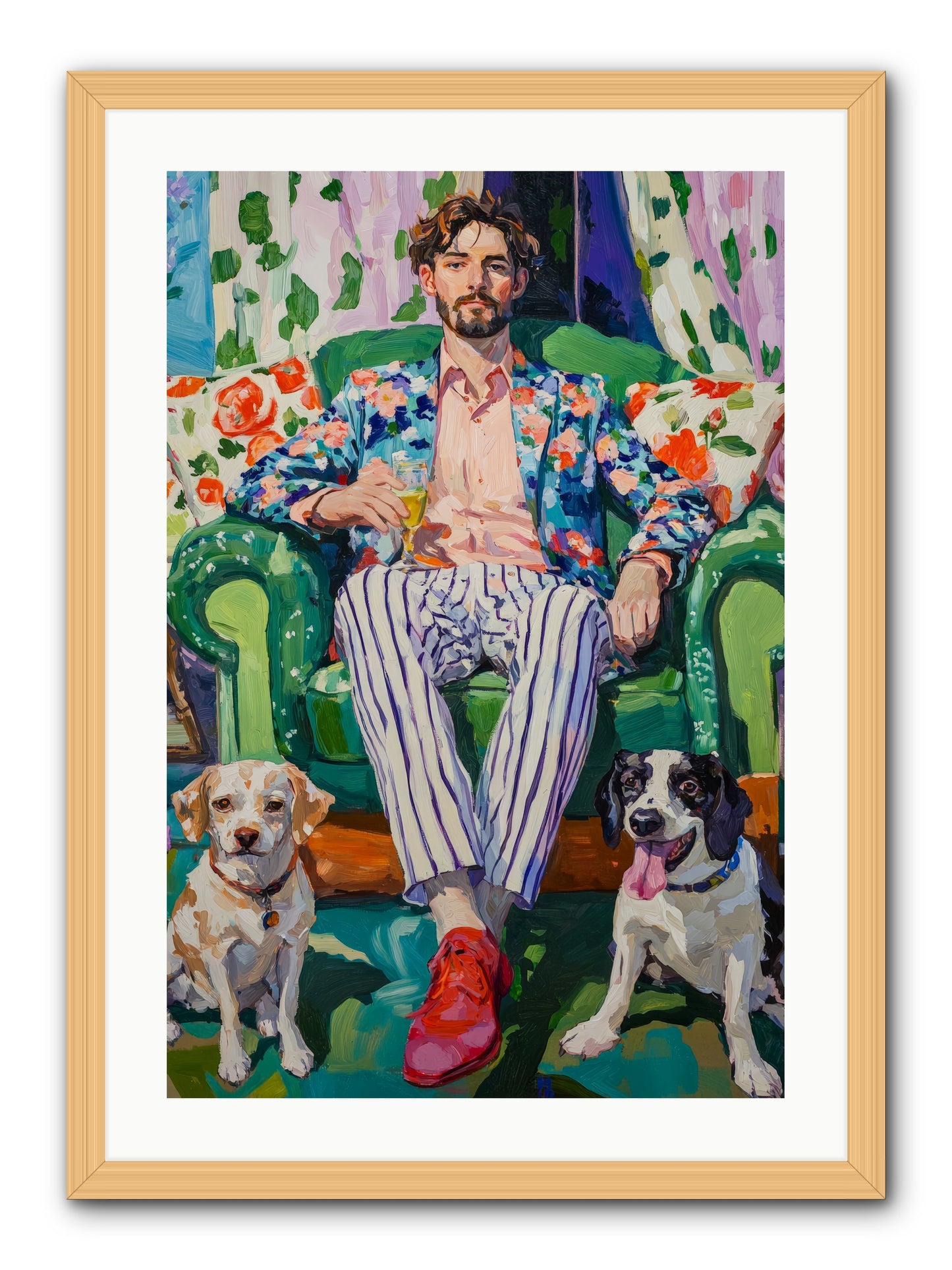 Bubbles With The Boys -- Framed Print - Natural 20x30