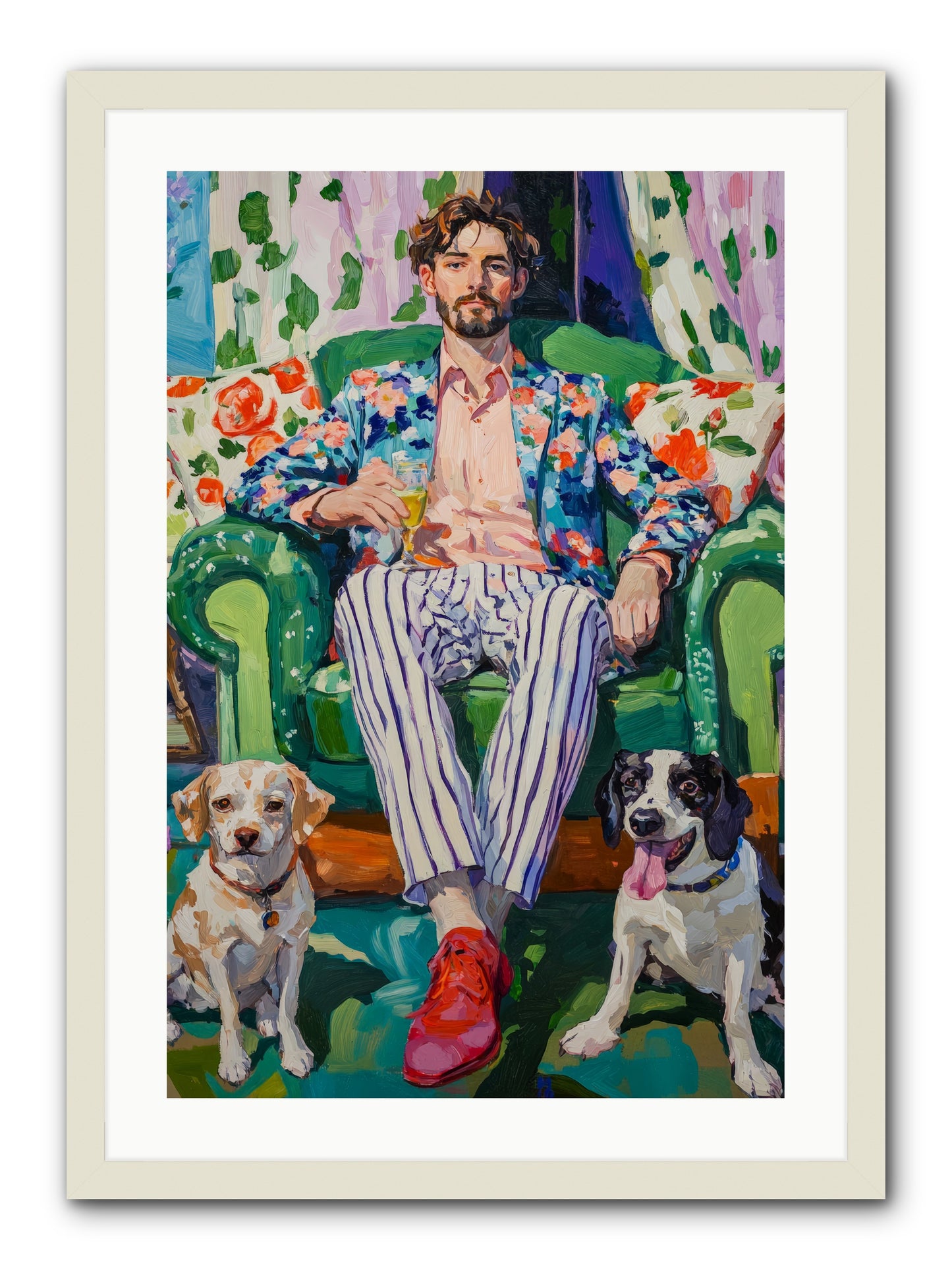 Bubbles With The Boys -- Framed Print - White 20x30