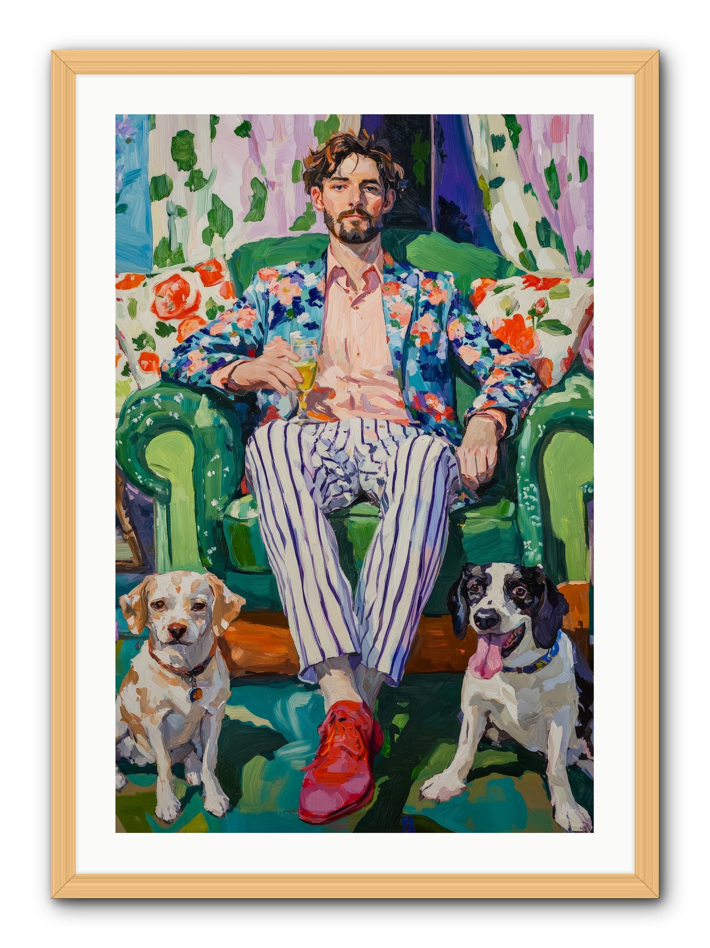 Bubbles With The Boys -- Framed Print - Natural 24x36