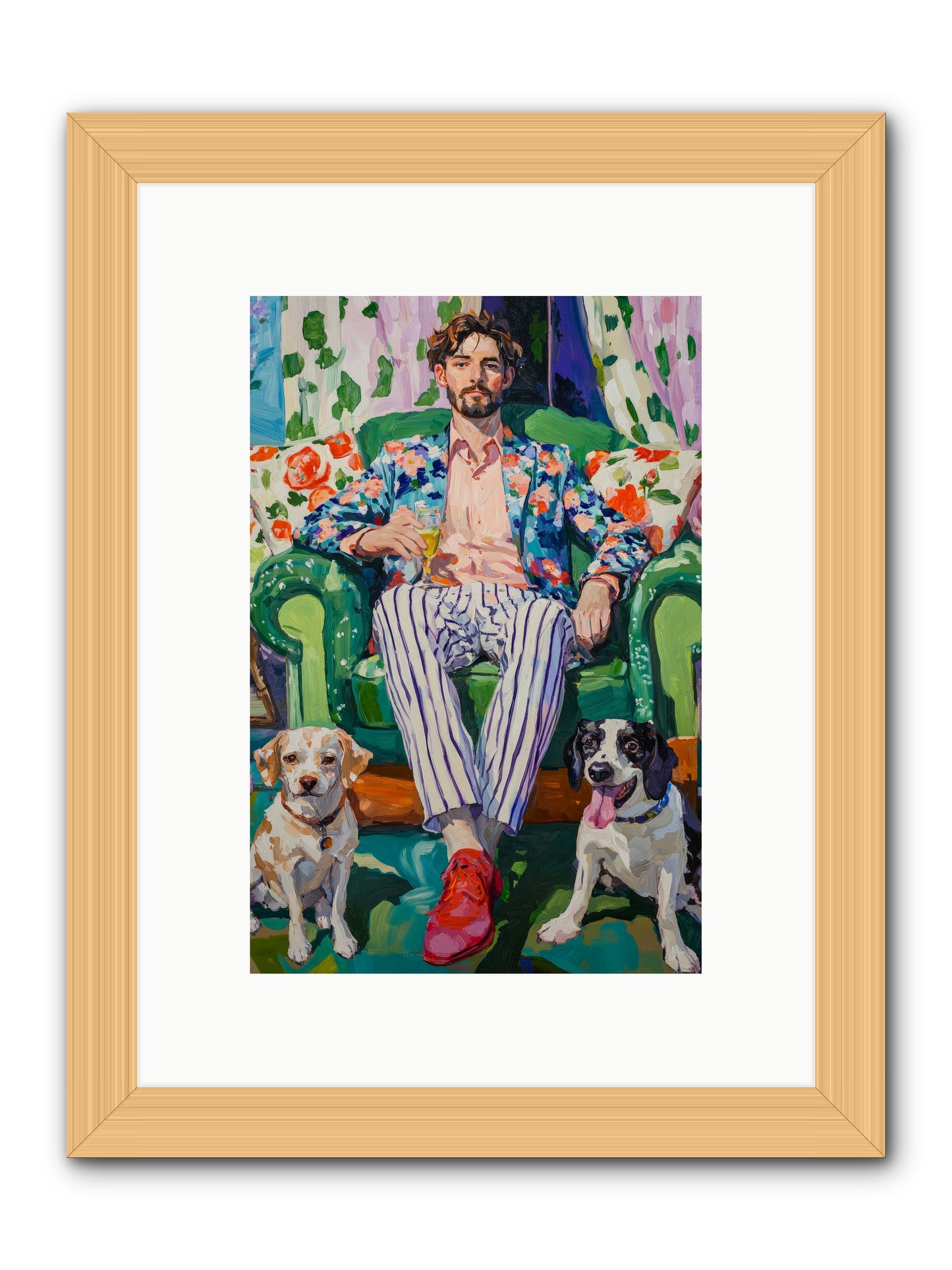Bubbles With The Boys -- Framed Print - Natural 8x12