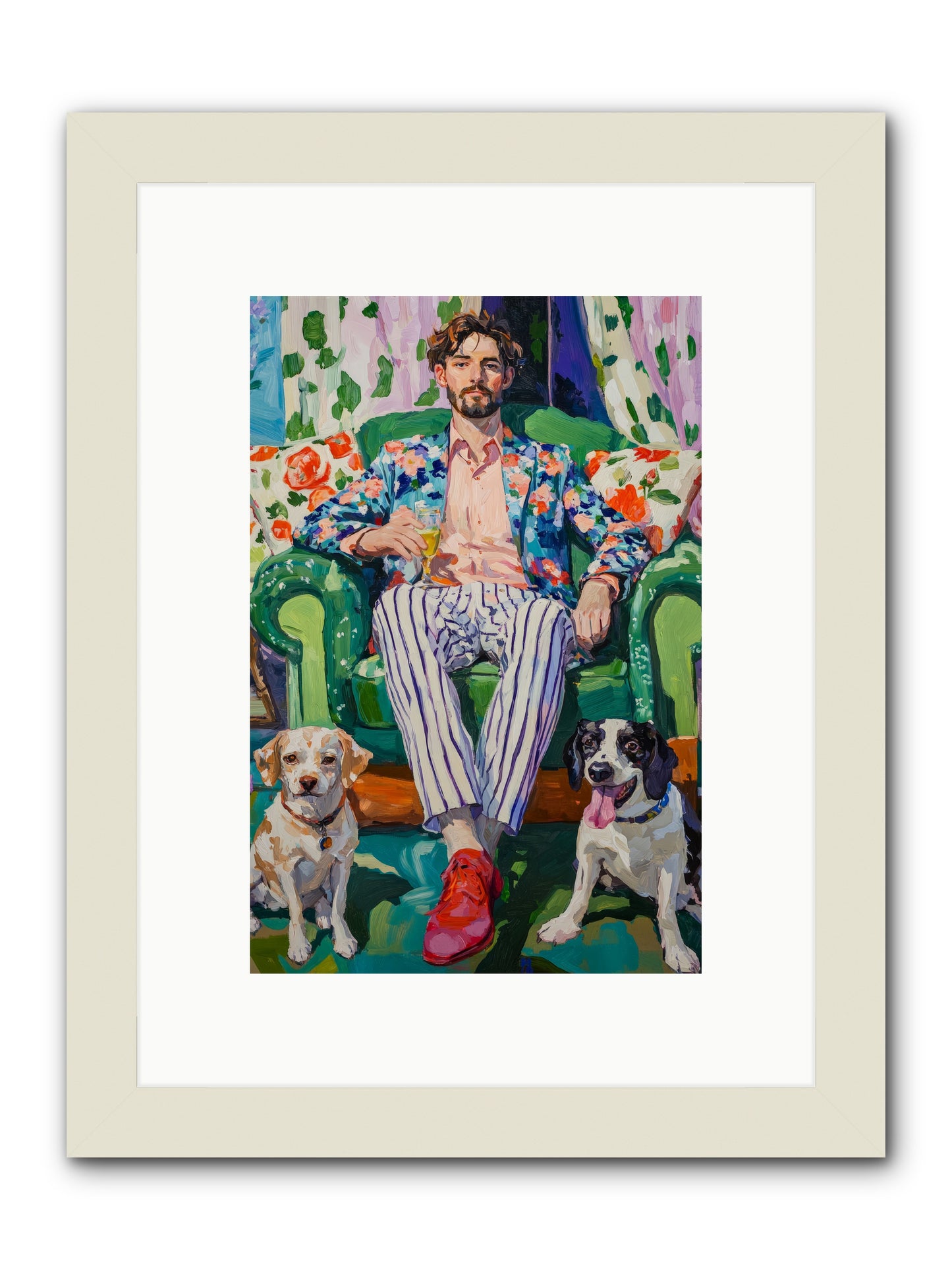 Bubbles With The Boys -- Framed Print - White 8x12