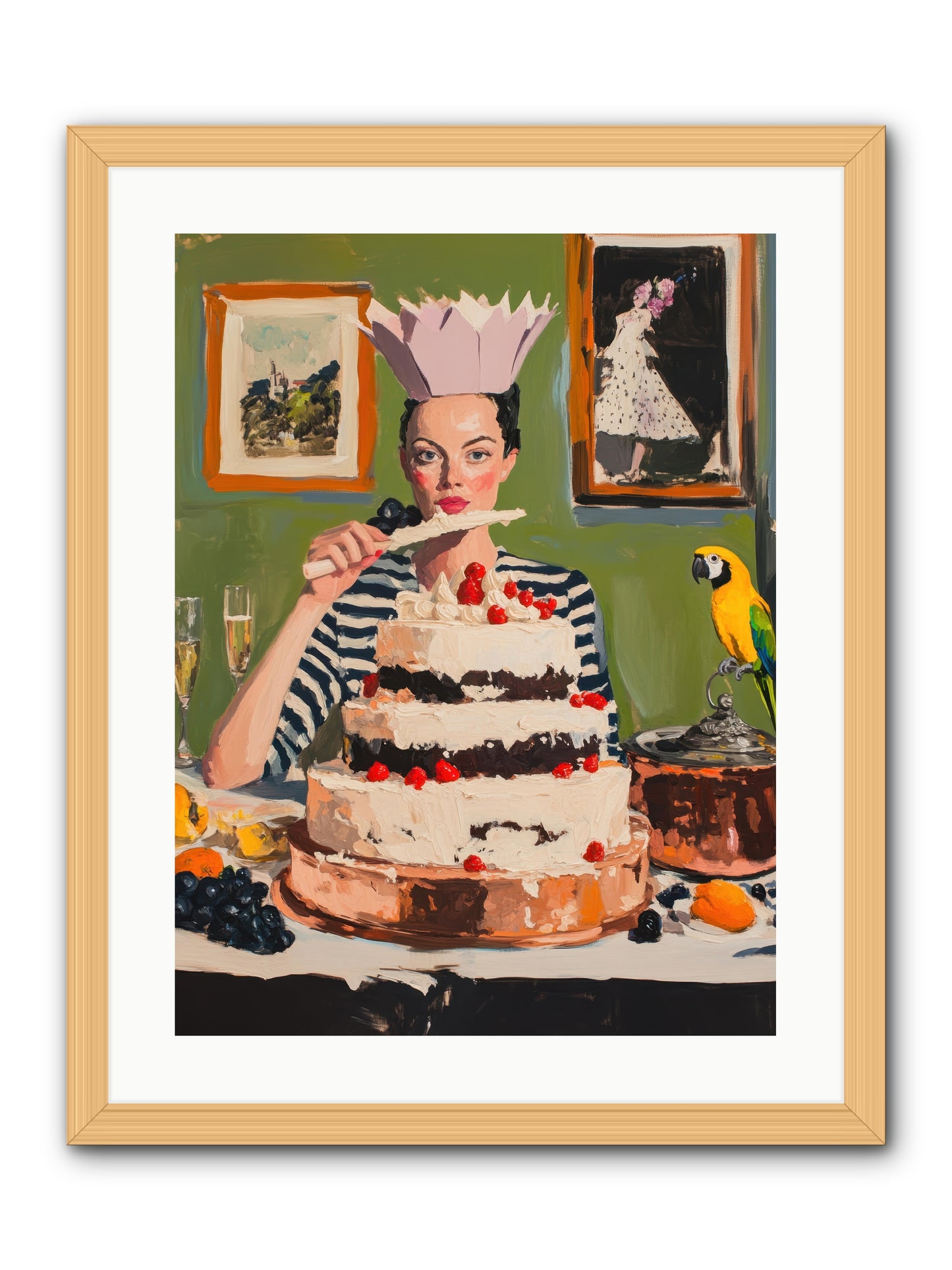 Buttercream Baroness -- Framed Print - Natural 18x24