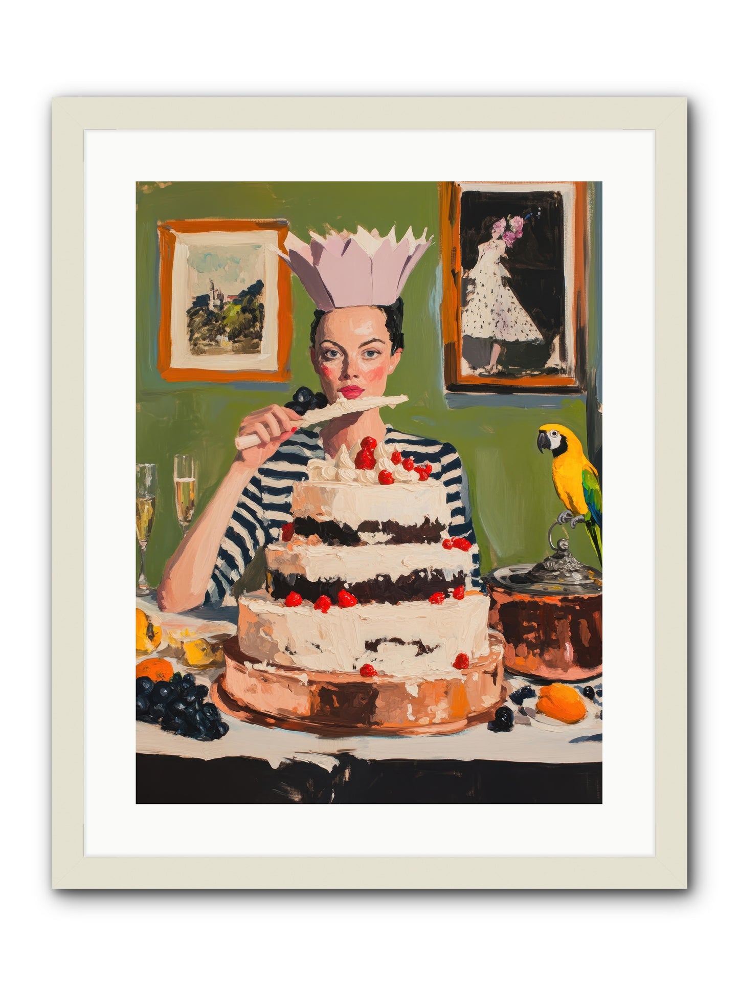 Buttercream Baroness -- Framed Print - White 18x24