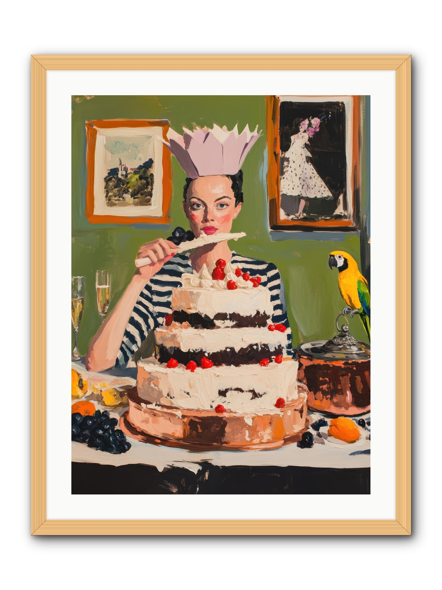 Buttercream Baroness -- Framed Print - Natural 24x32