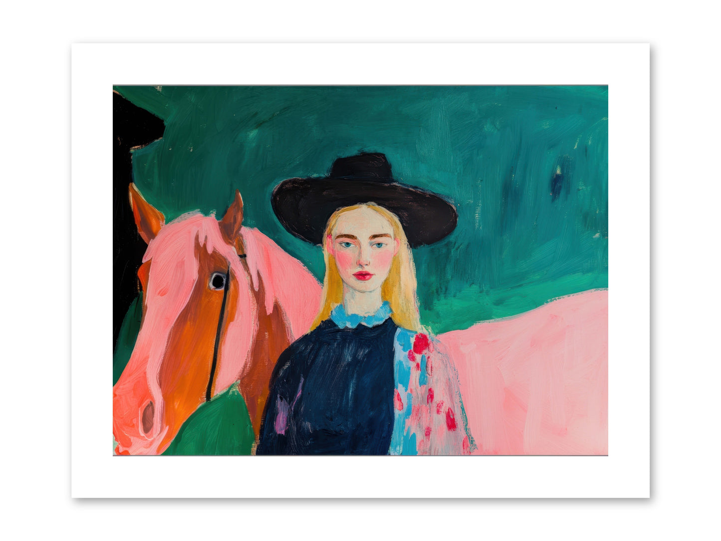 Cactus Bloom Cowgirl -- Paper Print 12x9