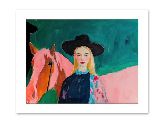 Cactus Bloom Cowgirl -- Paper Print 12x9