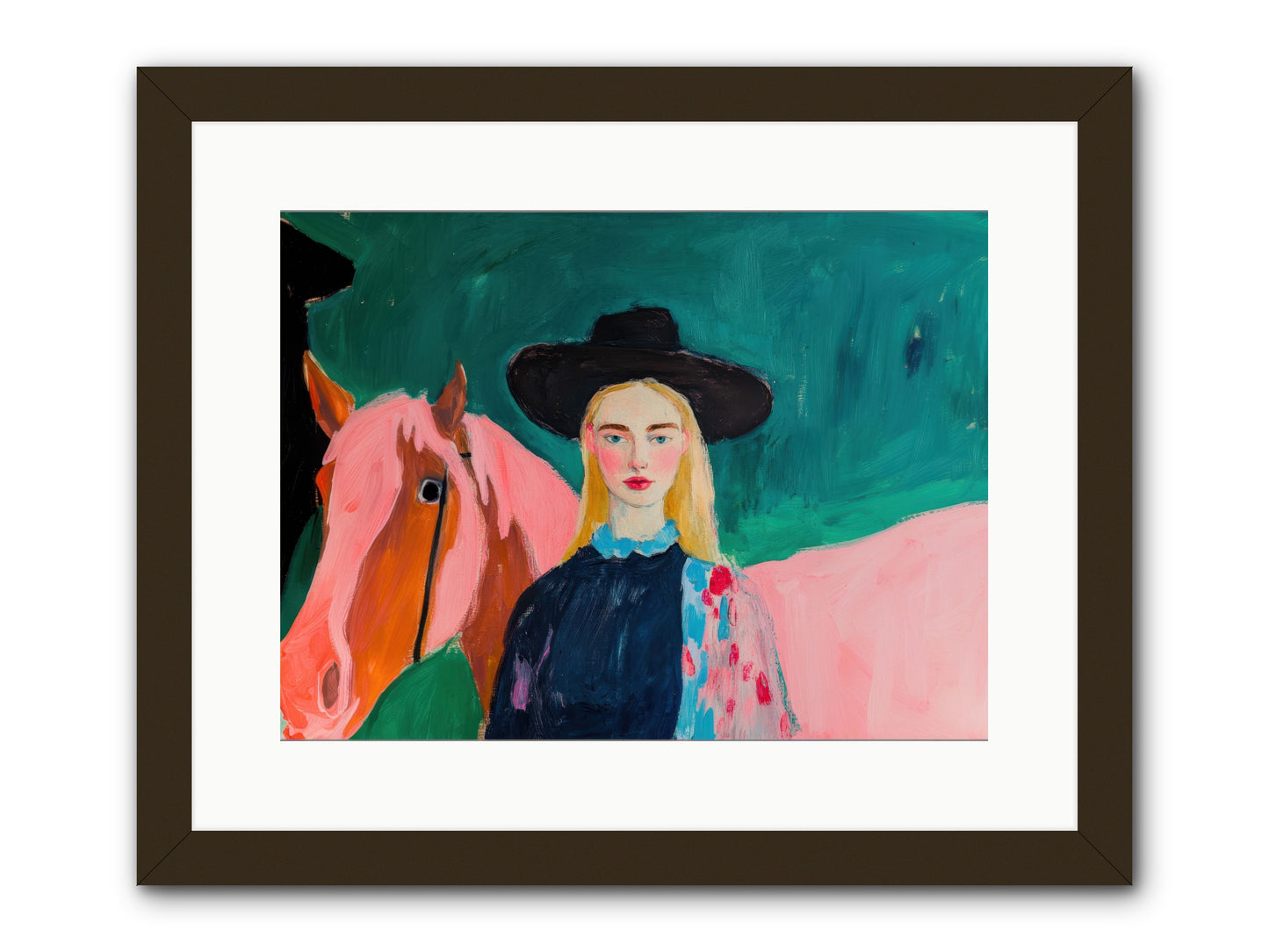 Cactus Bloom Cowgirl -- Framed Print - Black 16x12