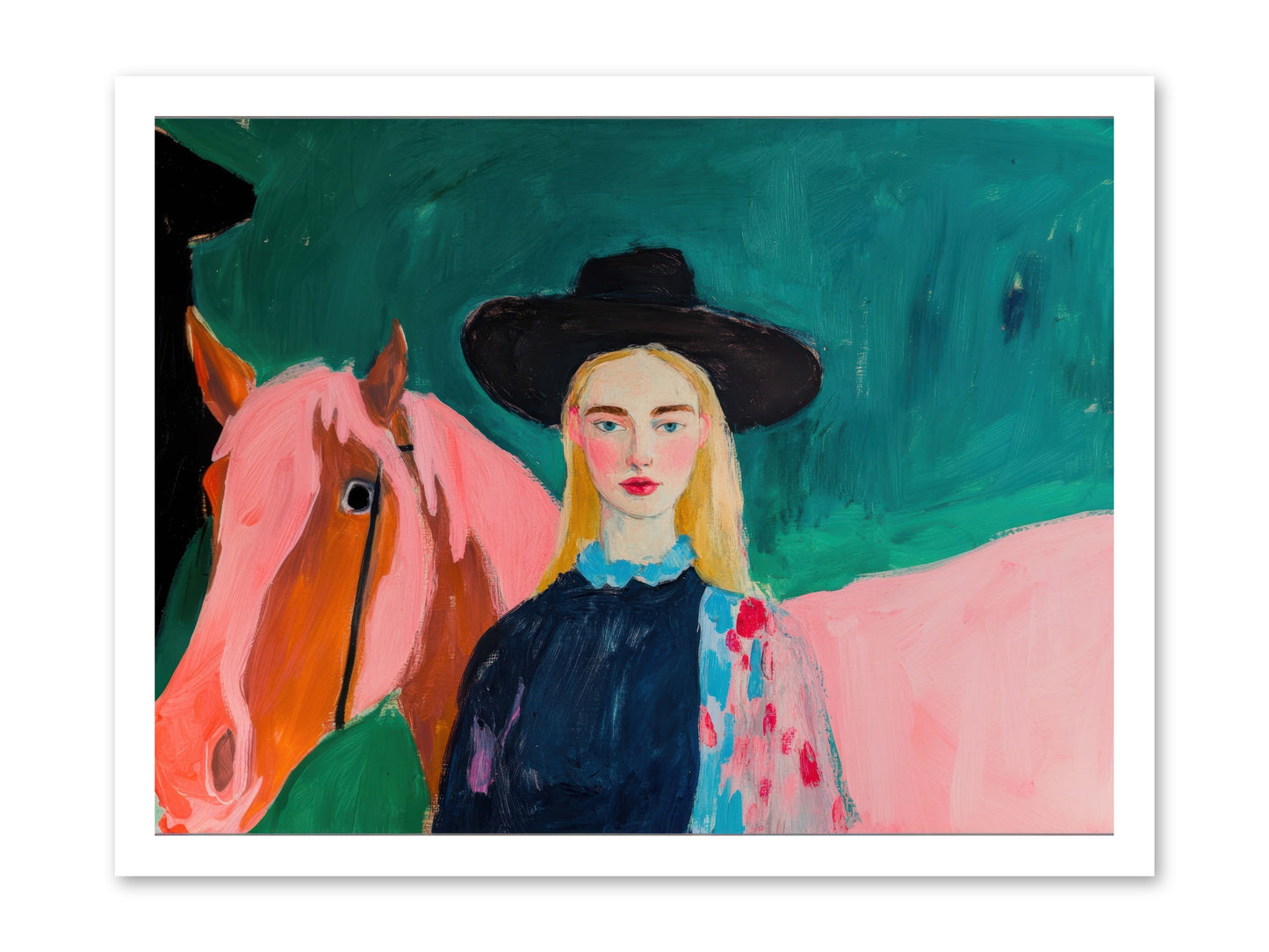 Cactus Bloom Cowgirl -- Paper Print 24x18