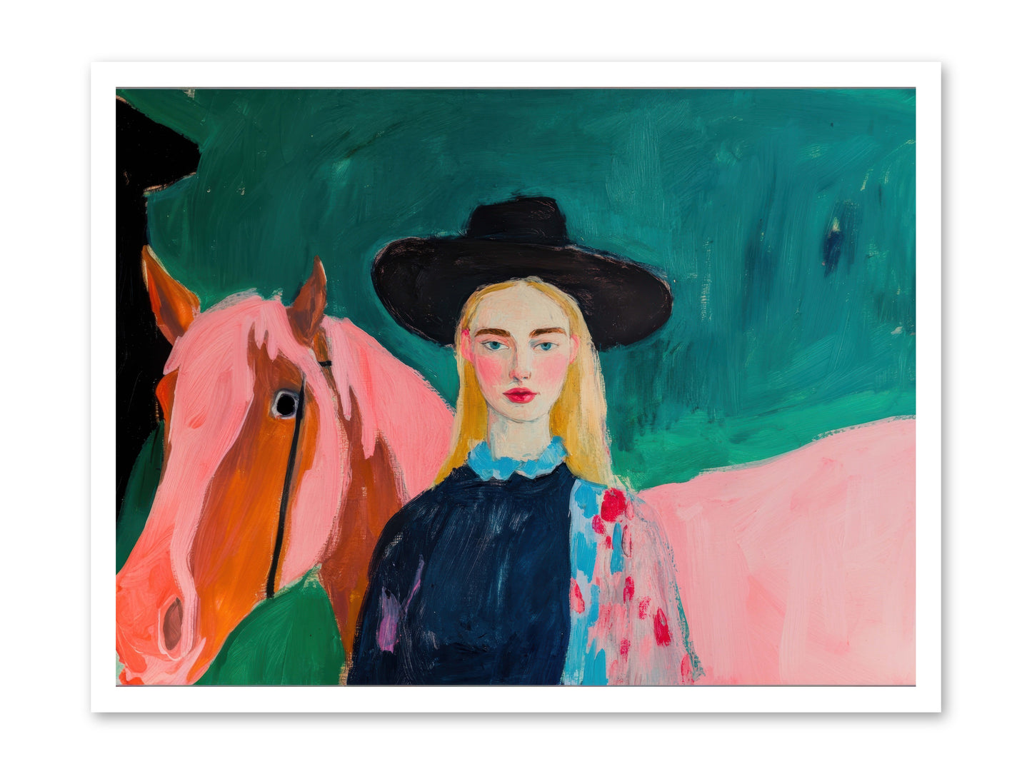 Cactus Bloom Cowgirl -- Loose Canvas Print 32x24
