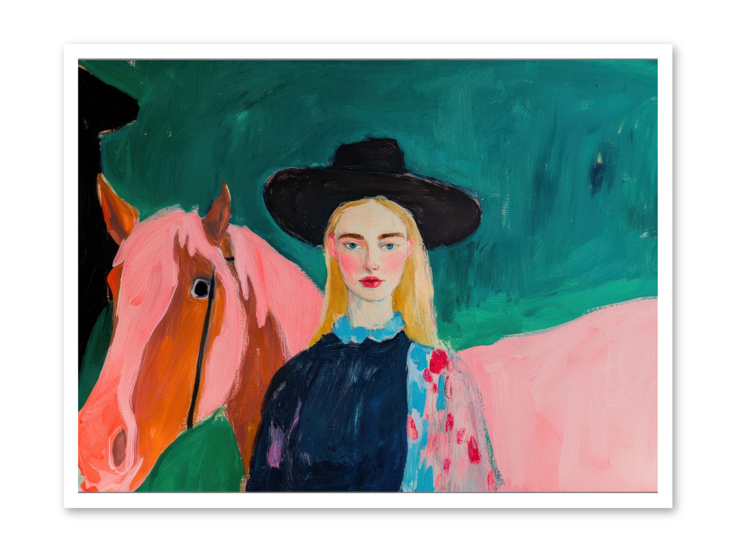 Cactus Bloom Cowgirl -- Loose Canvas Print 40x30