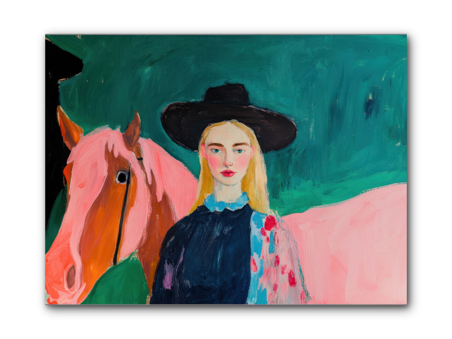 Cactus Bloom Cowgirl -- Wrapped Canvas 12x9