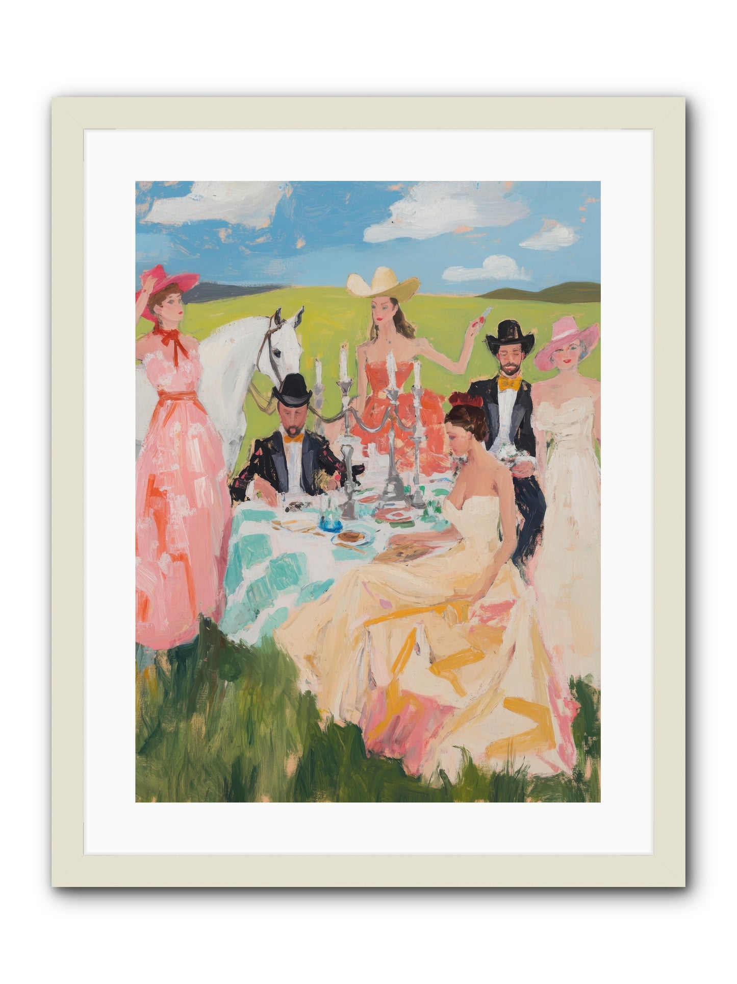 Cactus Flower Cotillion -- Framed Print - White 18x24