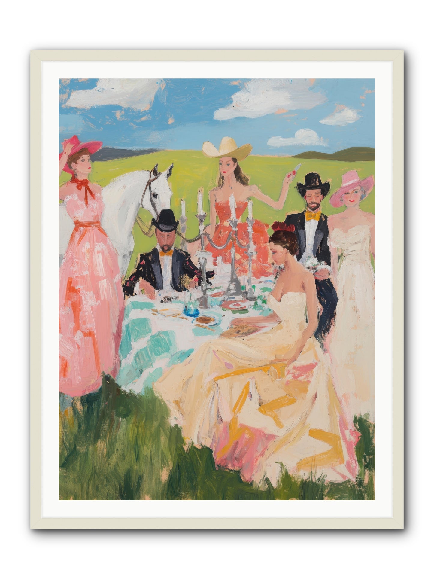 Cactus Flower Cotillion -- Framed Print - White 36x48