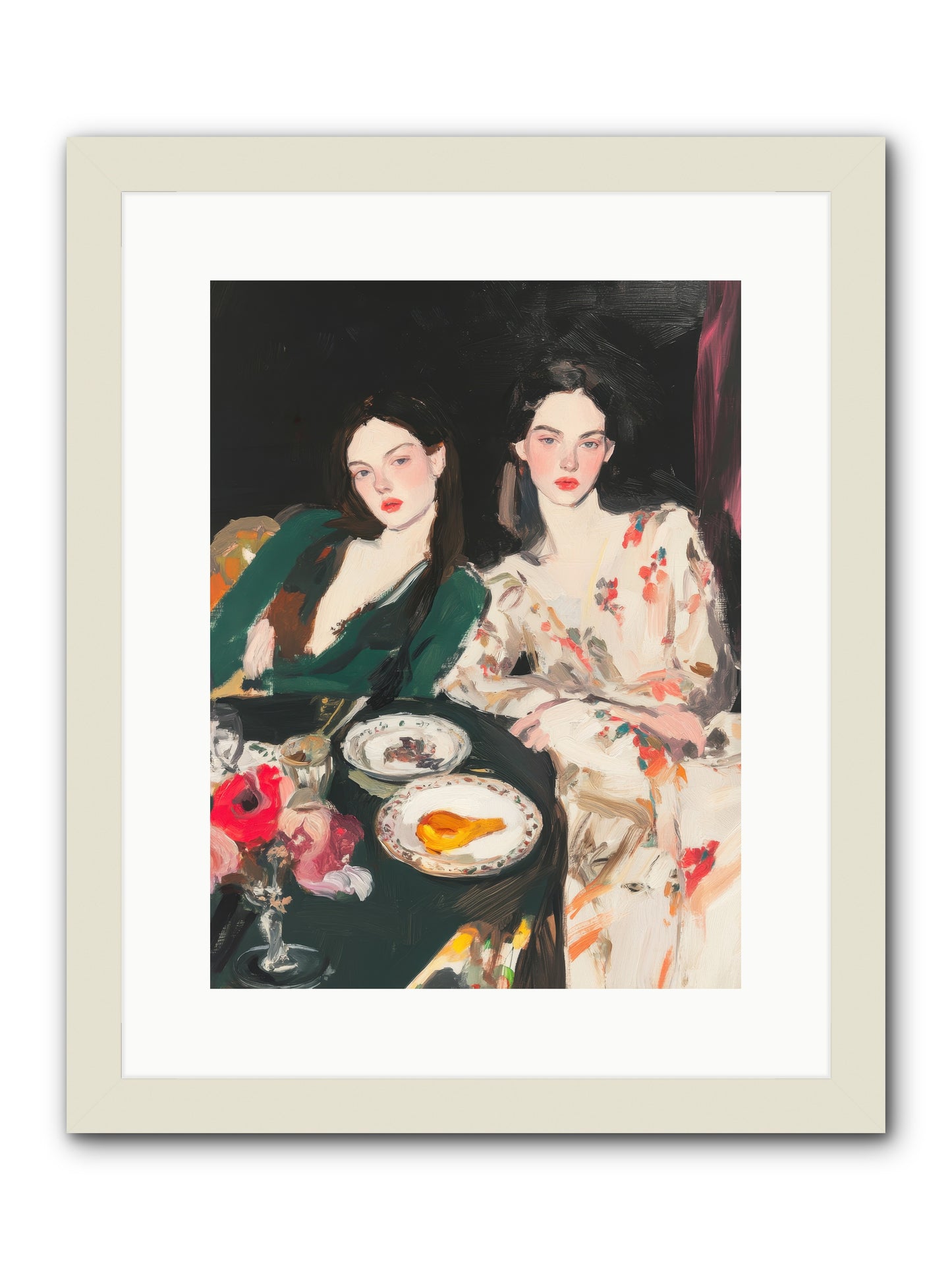 Café Confidants-REZ -- Framed Print - White 12x16