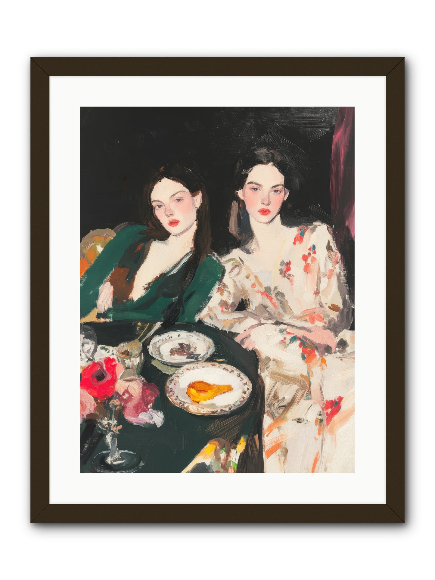 Café Confidants-REZ -- Framed Print - Black 18x24