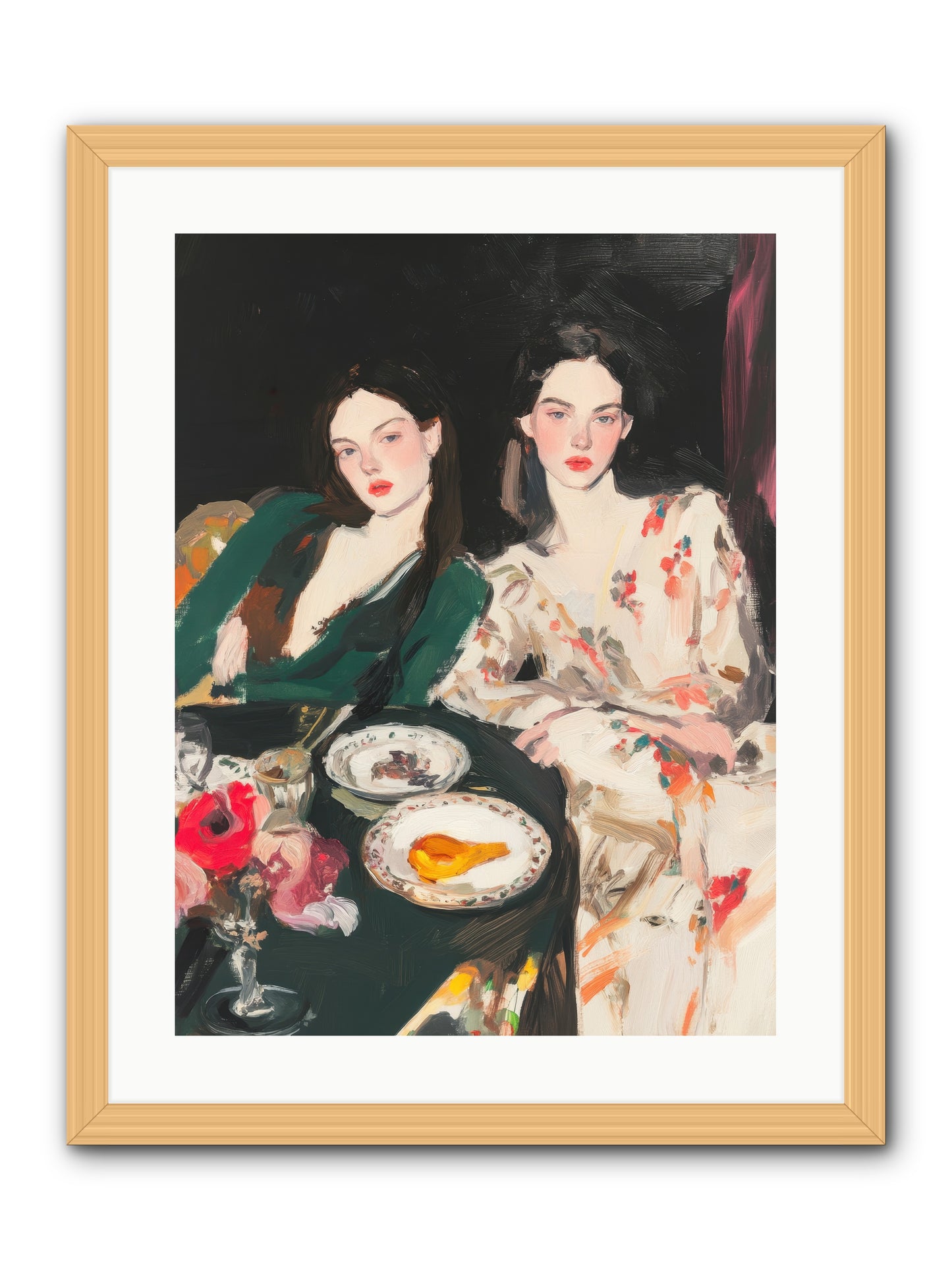 Café Confidants-REZ -- Framed Print - Natural 18x24