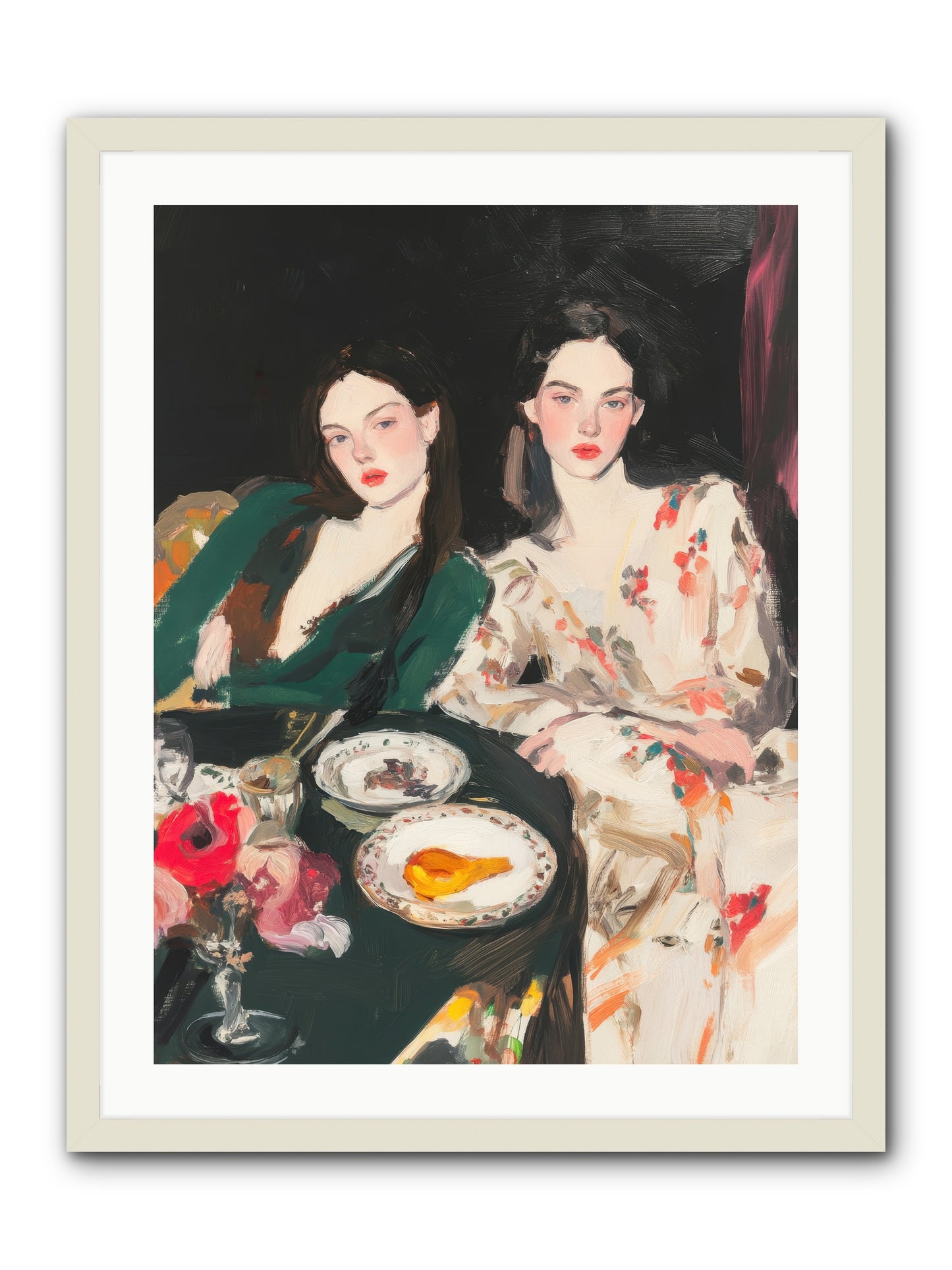Café Confidants-REZ -- Framed Print - White 24x32