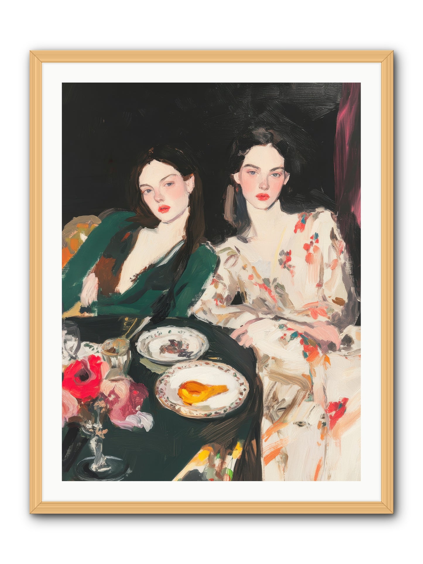 Café Confidants-REZ -- Framed Print - Natural 30x40