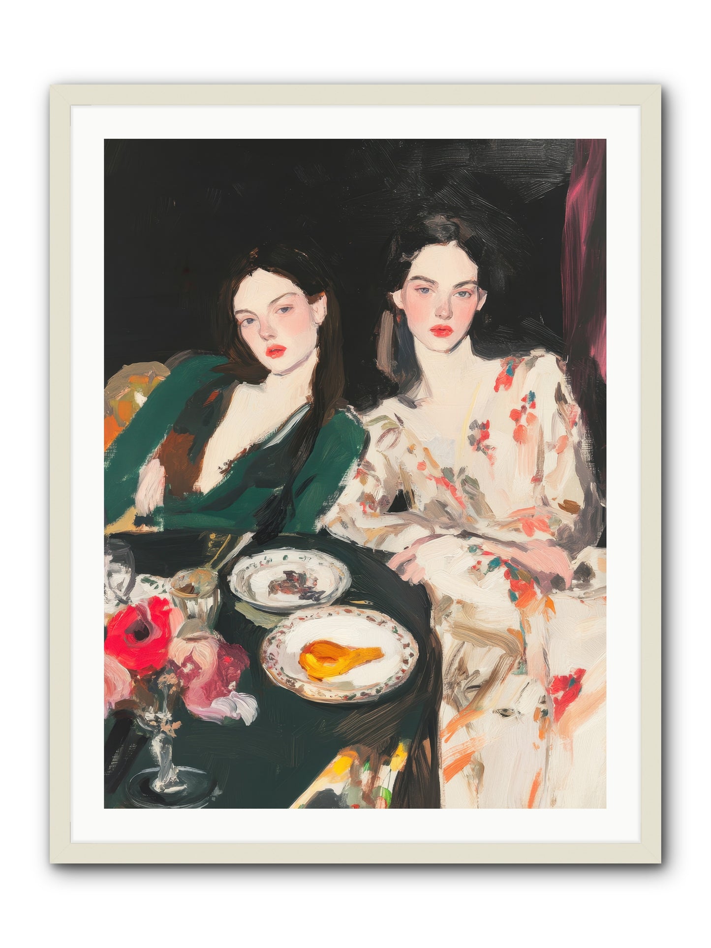 Café Confidants-REZ -- Framed Print - White 30x40