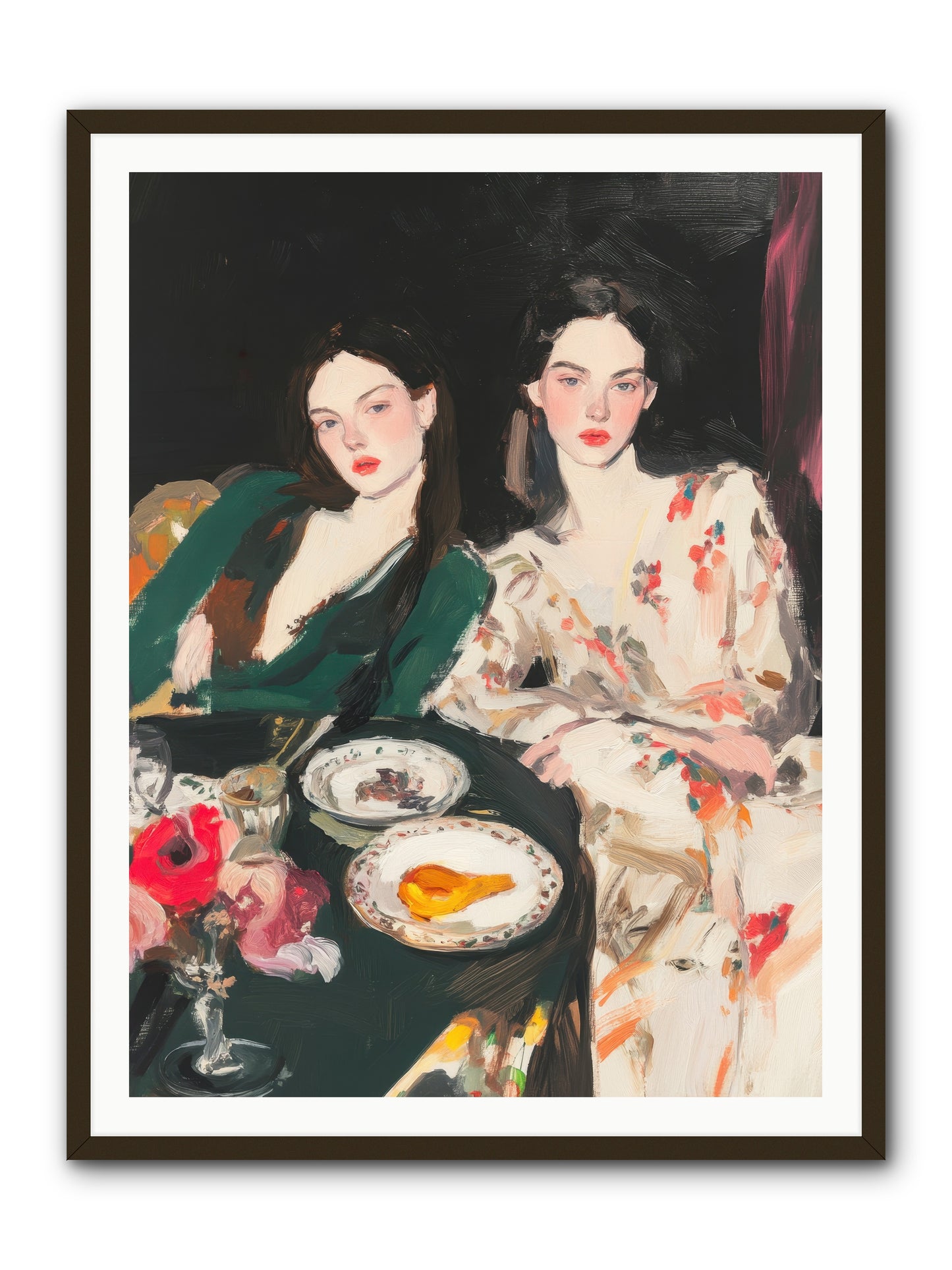 Café Confidants-REZ -- Framed Print - Black 36x48