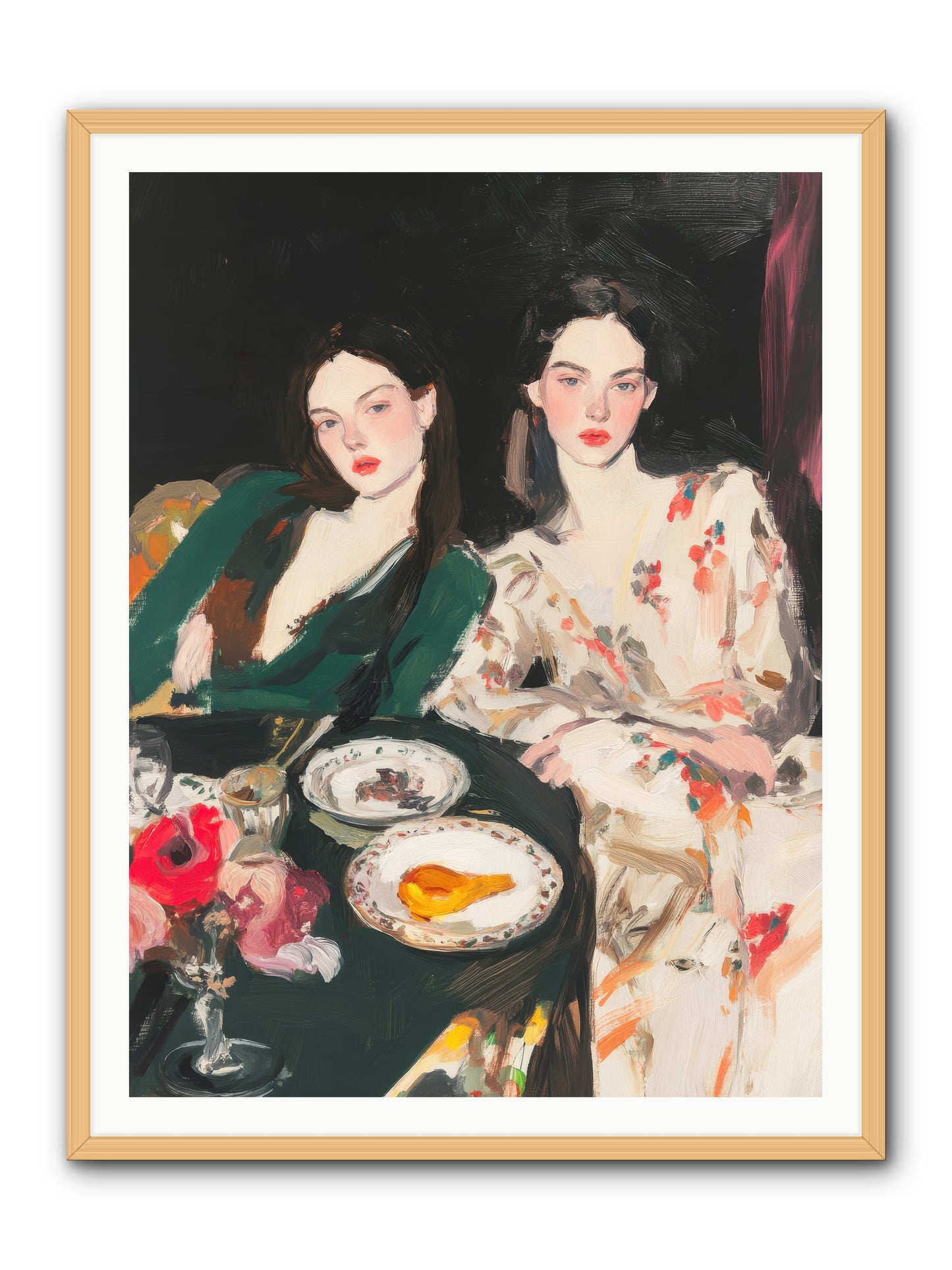 Café Confidants-REZ -- Framed Print - Natural 36x48