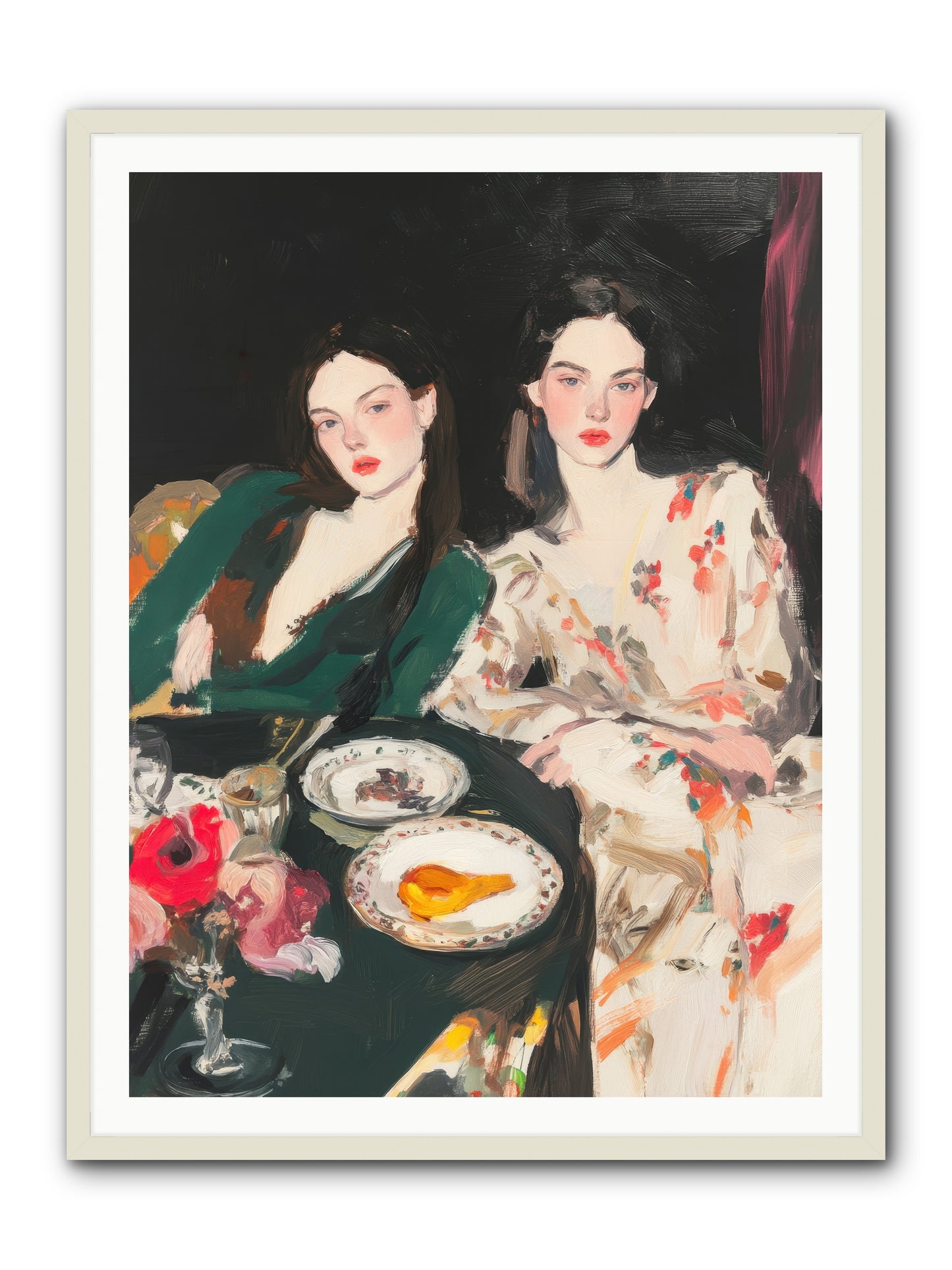 Café Confidants-REZ -- Framed Print - White 36x48